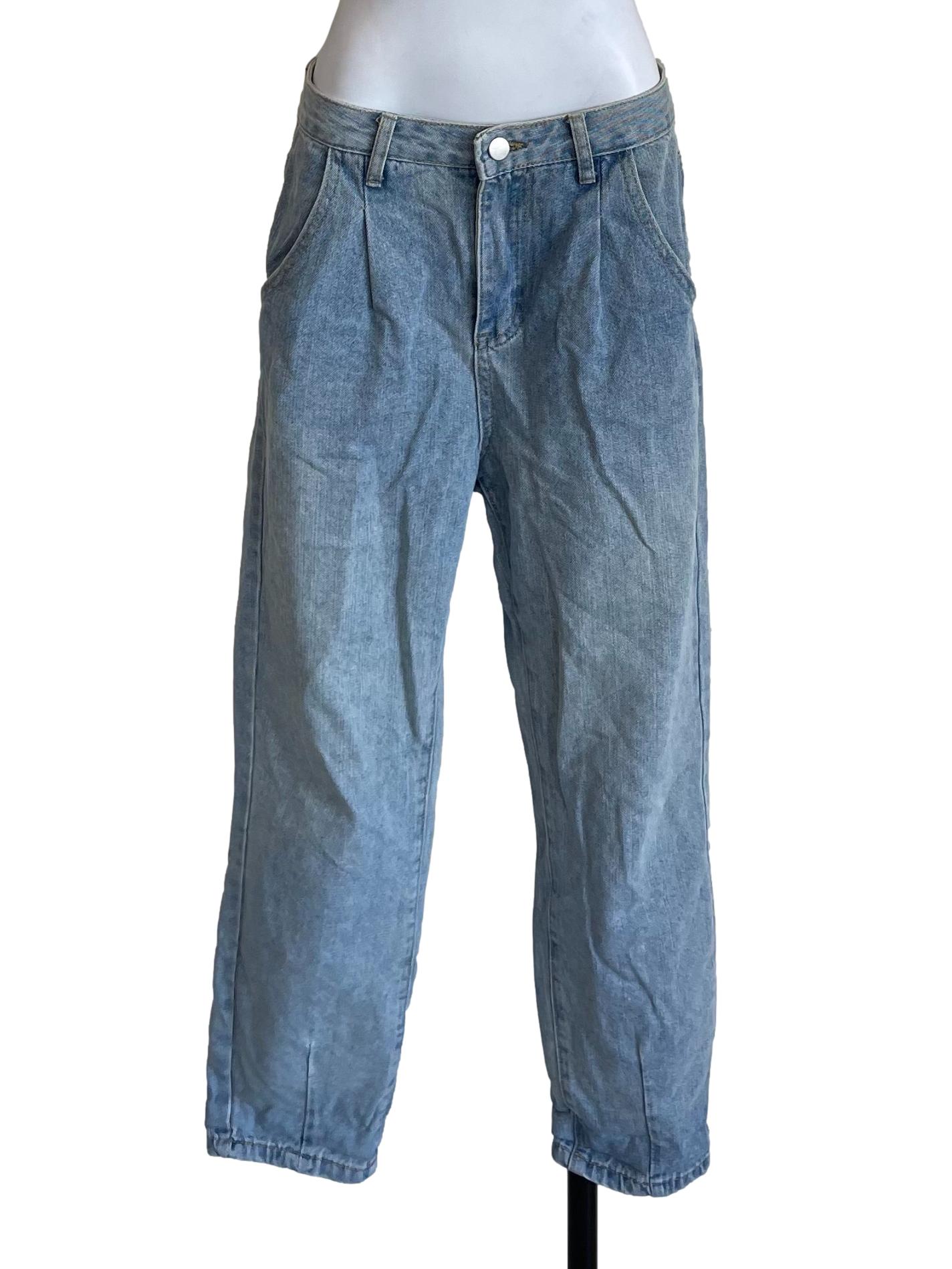 Light Blue Pleated Fit Jeans