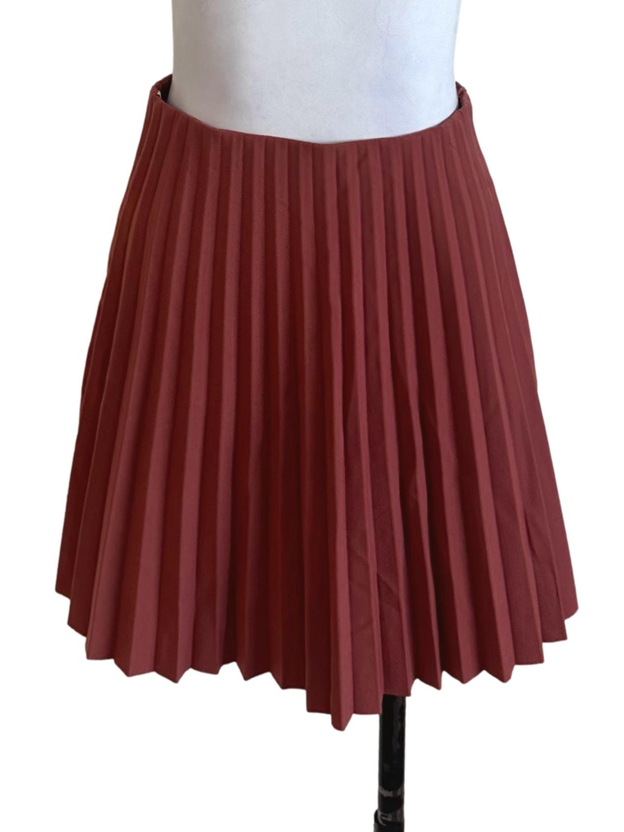 Brick Red Pleated Skirt LB