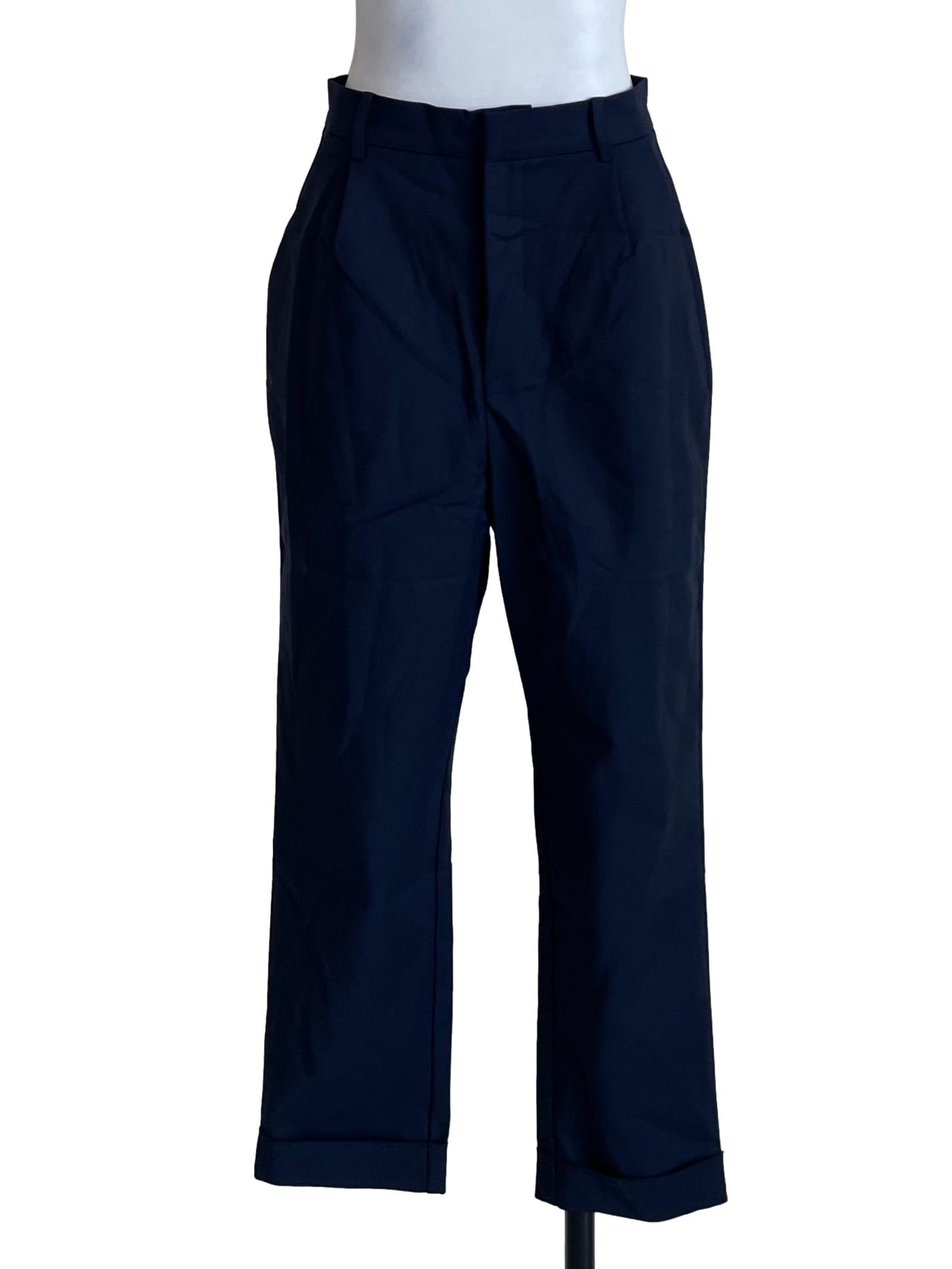 Navy Cuffed Formal Trousers