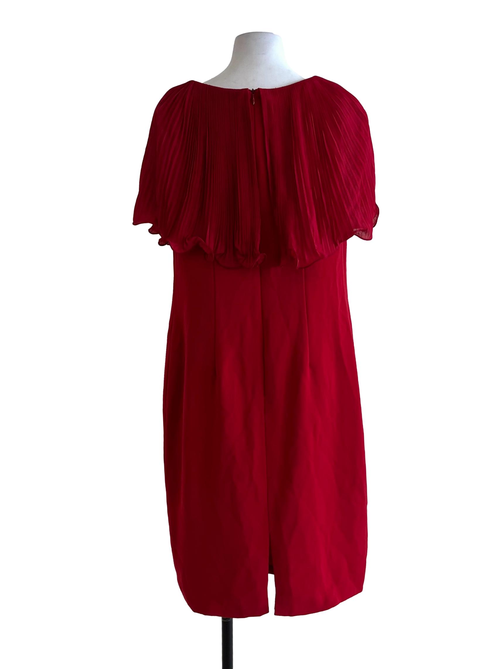 Red Sabrina Neckline Sheath Dress