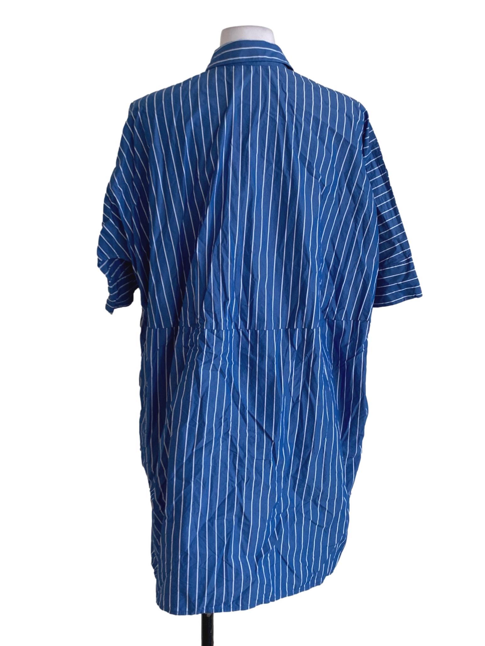 Blue Bengal Stripe Button Down Empire Dress