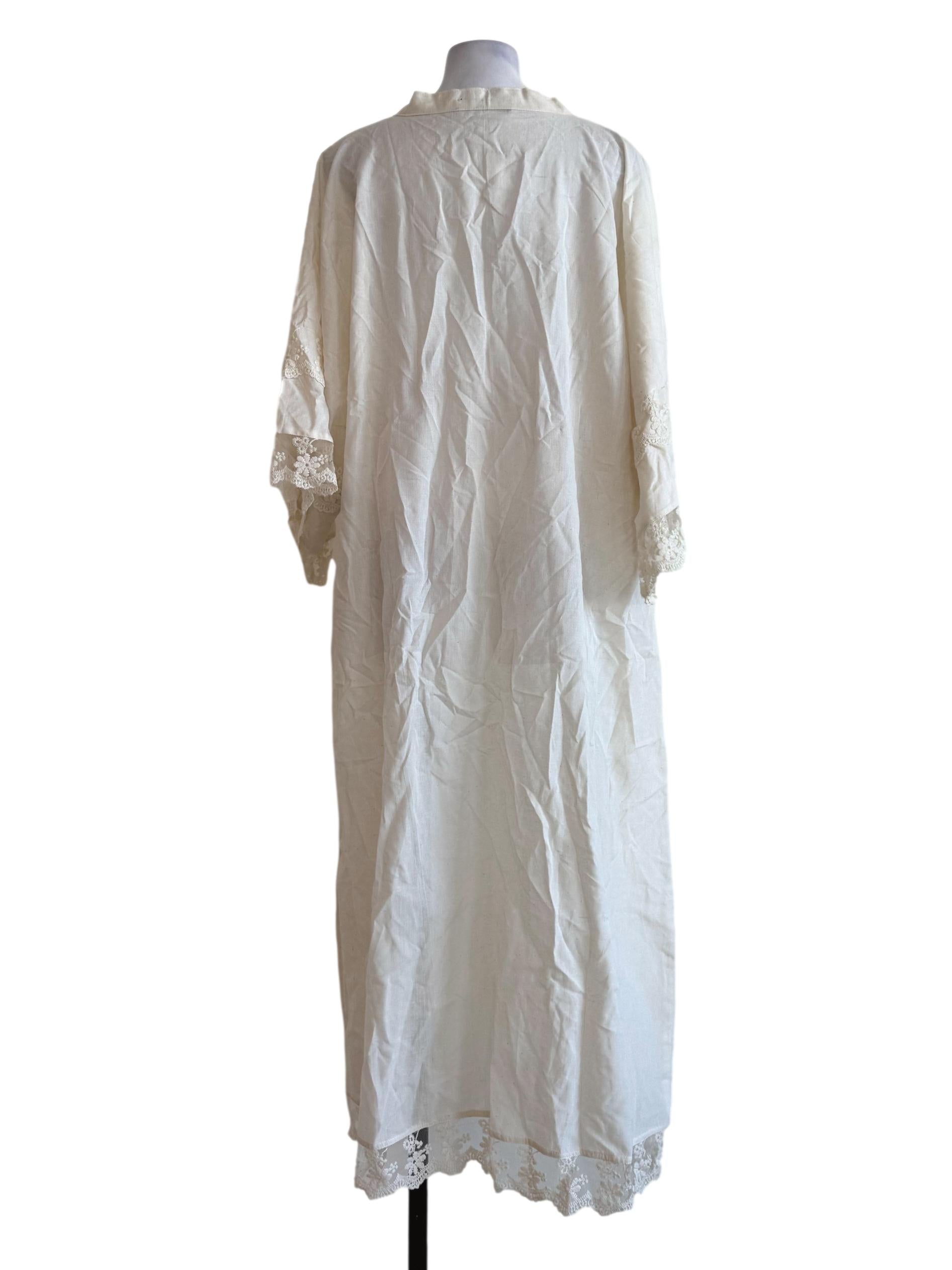 Soft Cream With Lace Border Long Outerwear