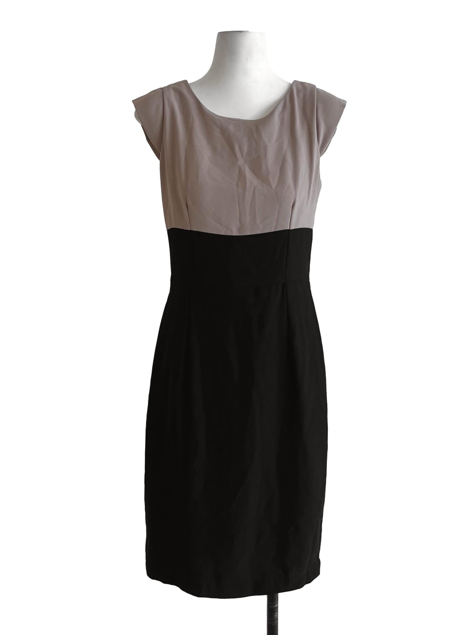 Beige Jewel Neckline A-Line Dress