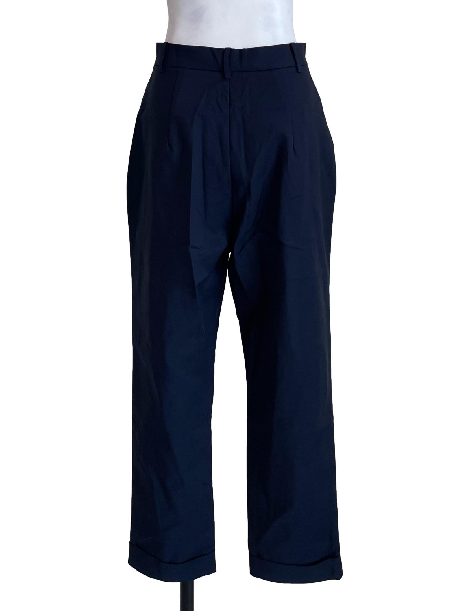 Navy Cuffed Formal Trousers