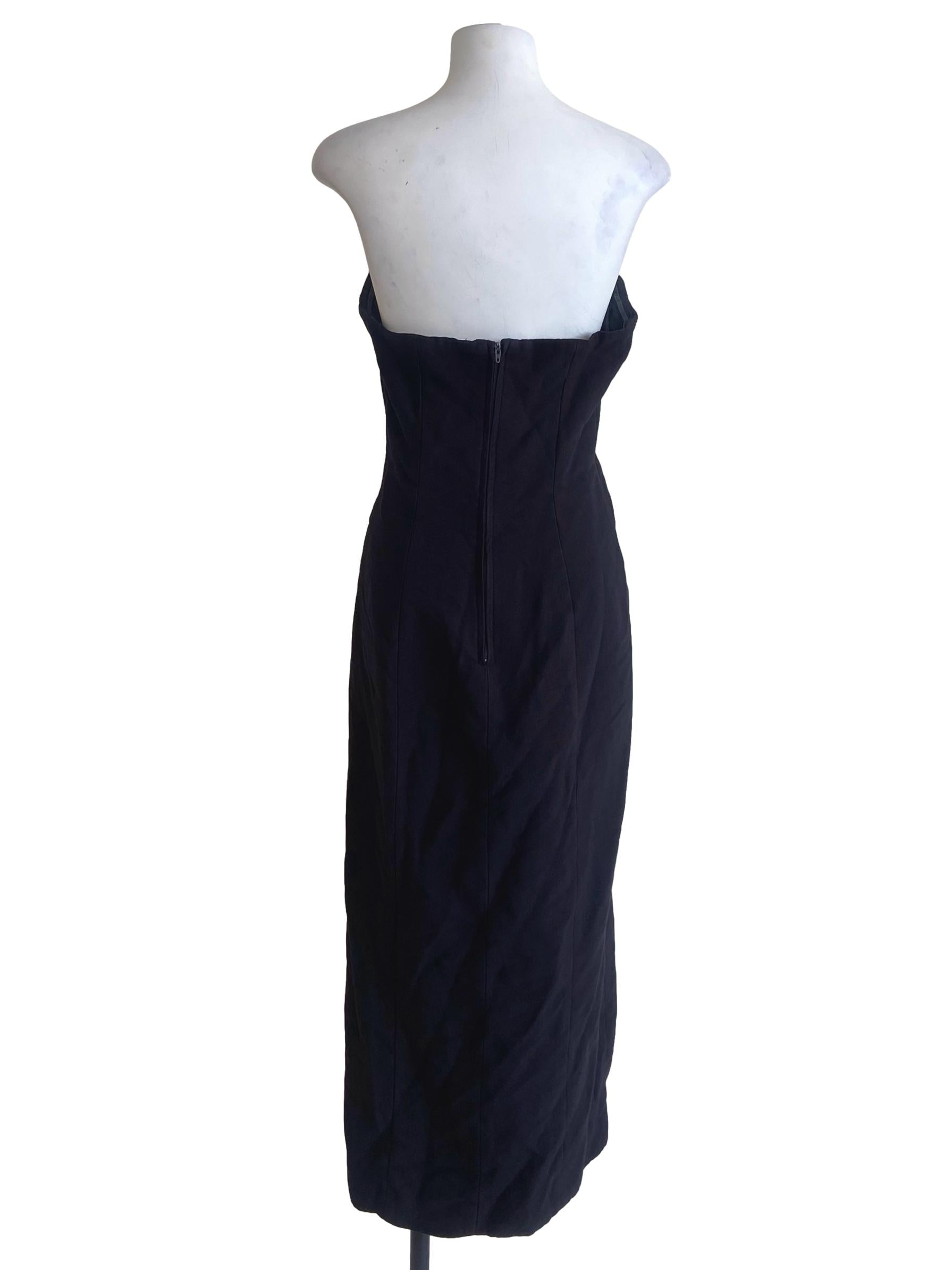 Black Strapless Slit Dress