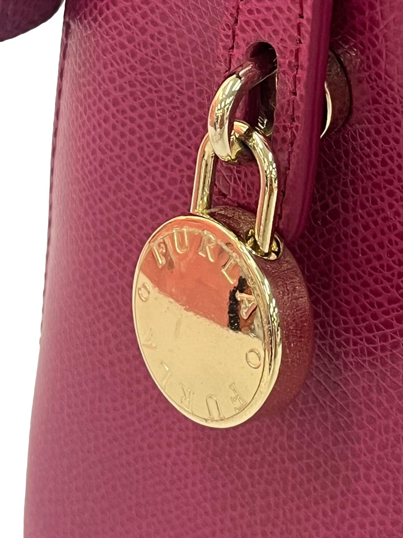 Plum Textured Small Backpack With Gold Details