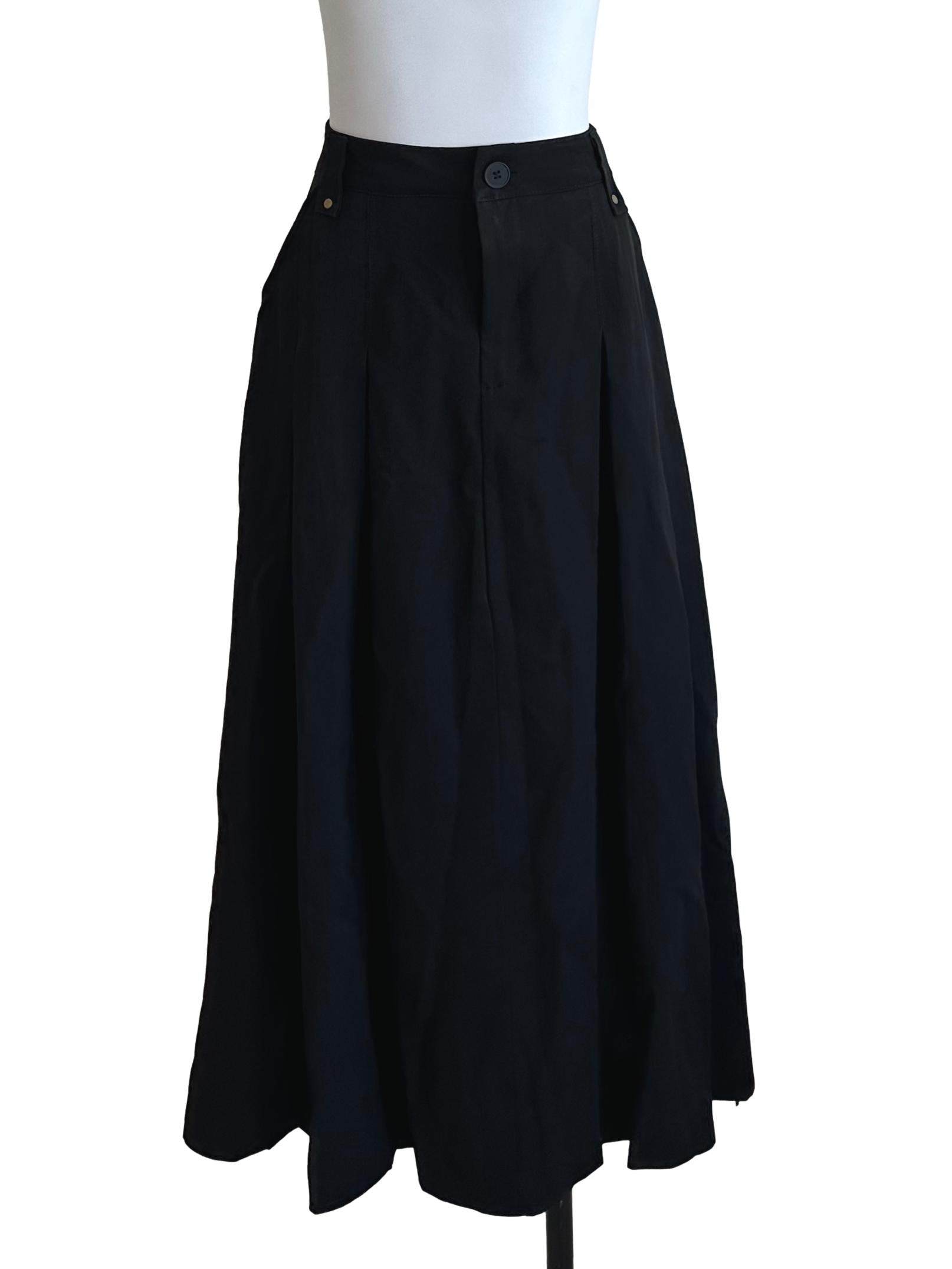 Onyx Black Box Pleated Panel Skirt