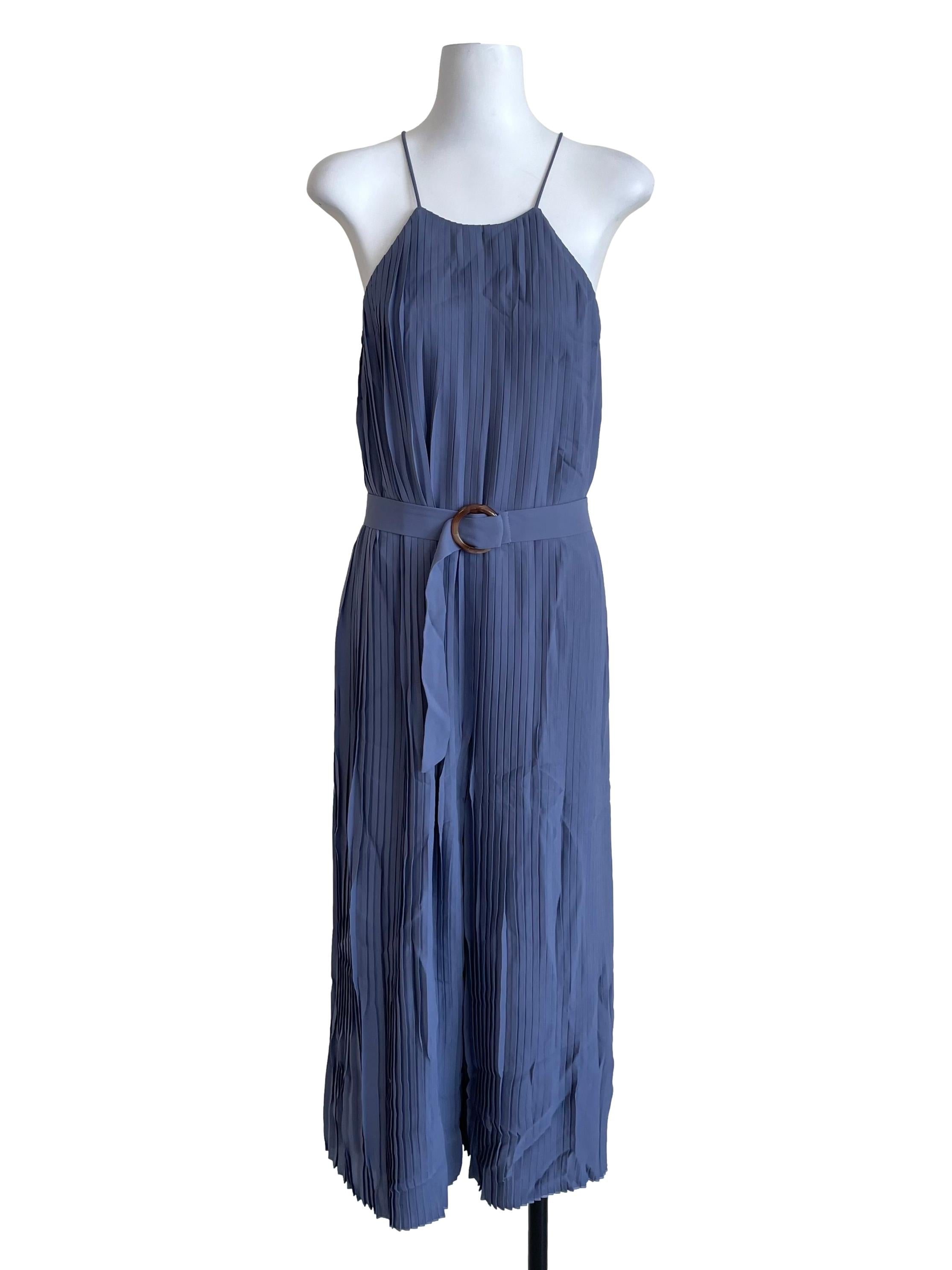 Grey Blue Accordion Cami Jumpsuit