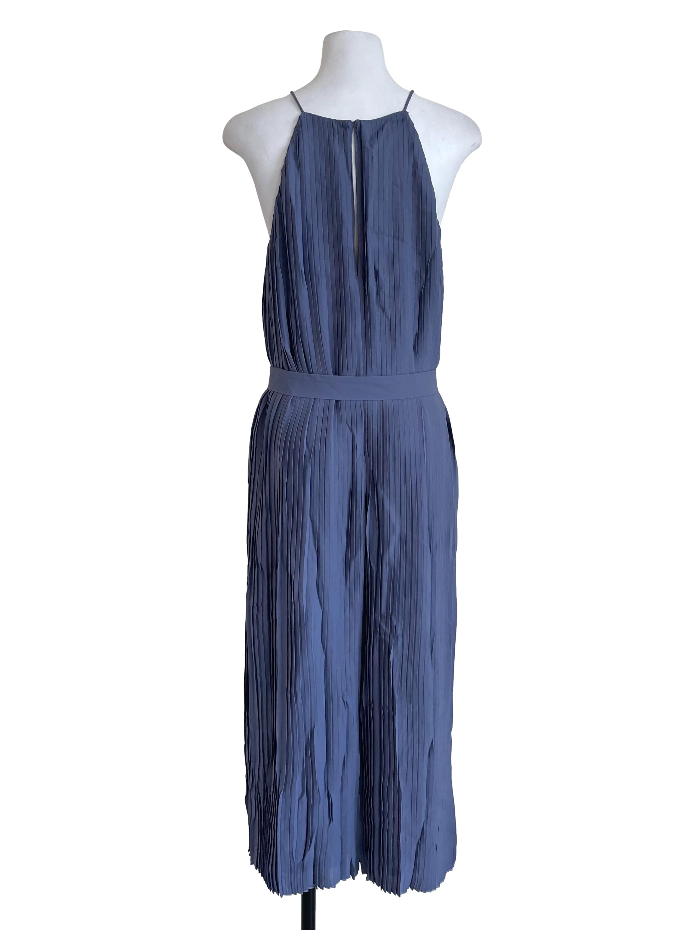Grey Blue Accordion Cami Jumpsuit
