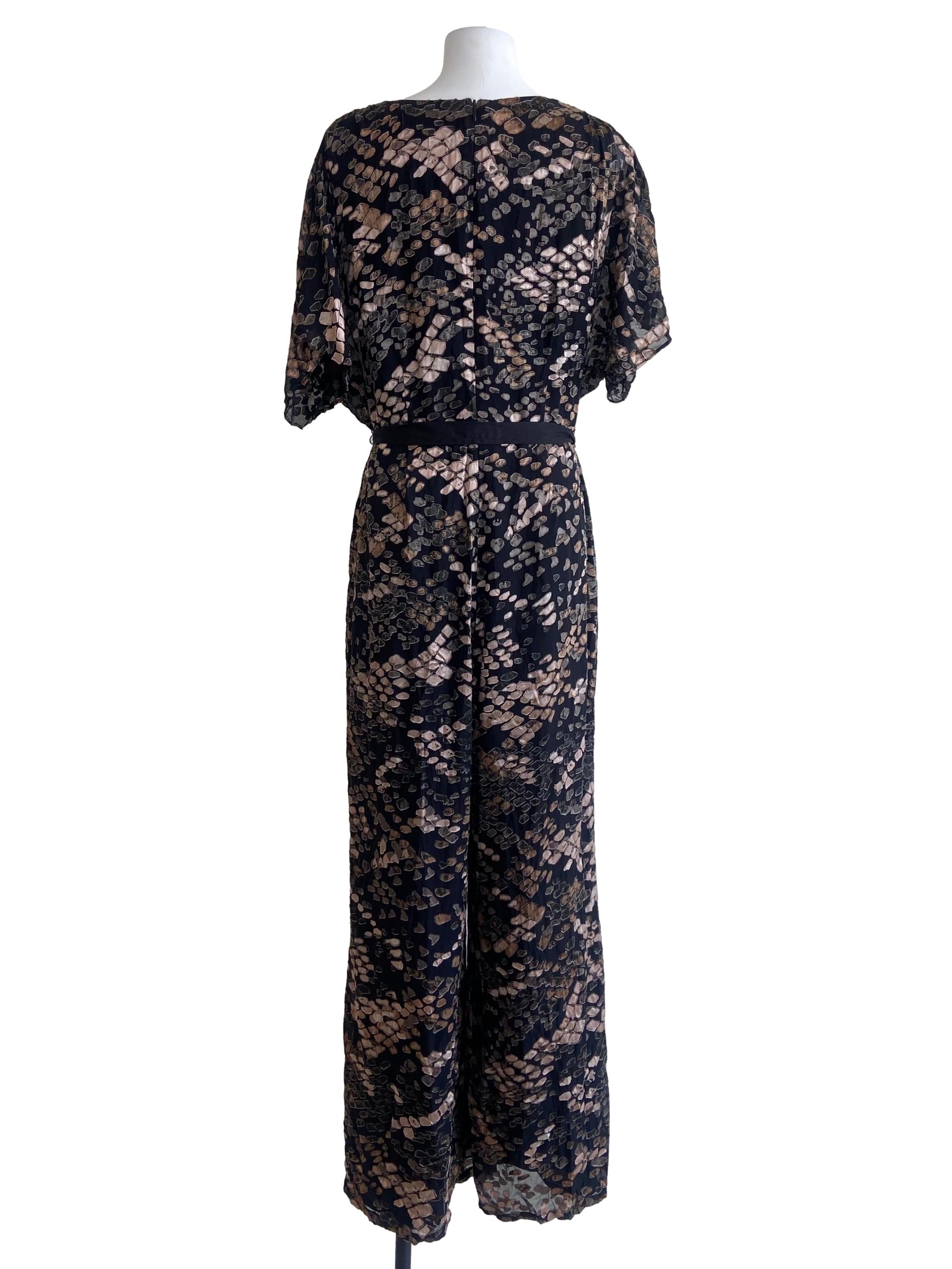 Black & Brown Batwing Sleeve Jumpsuit