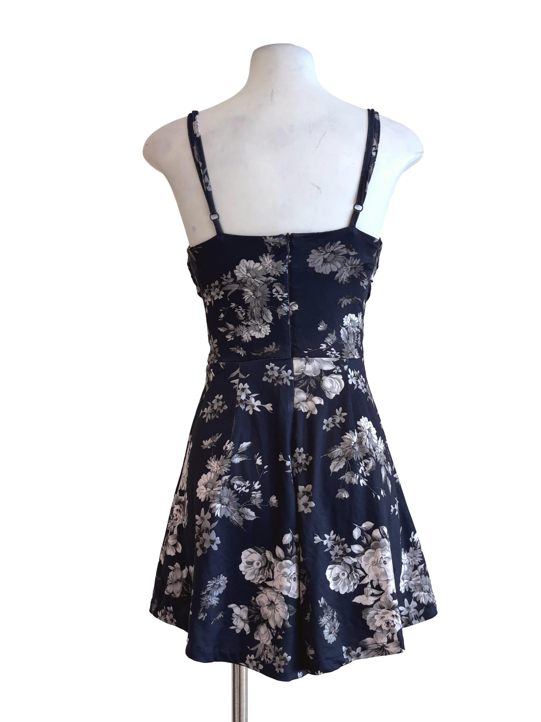 Midnight Blue Floral Spaghetti Strap Romper