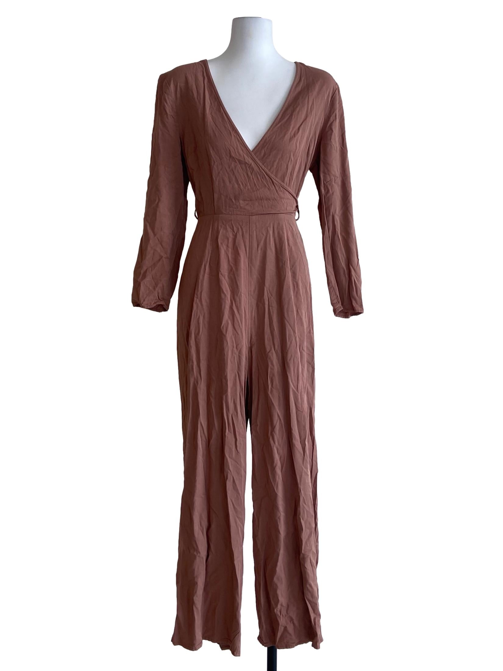 Blush Red V-Neck Jumpsuit