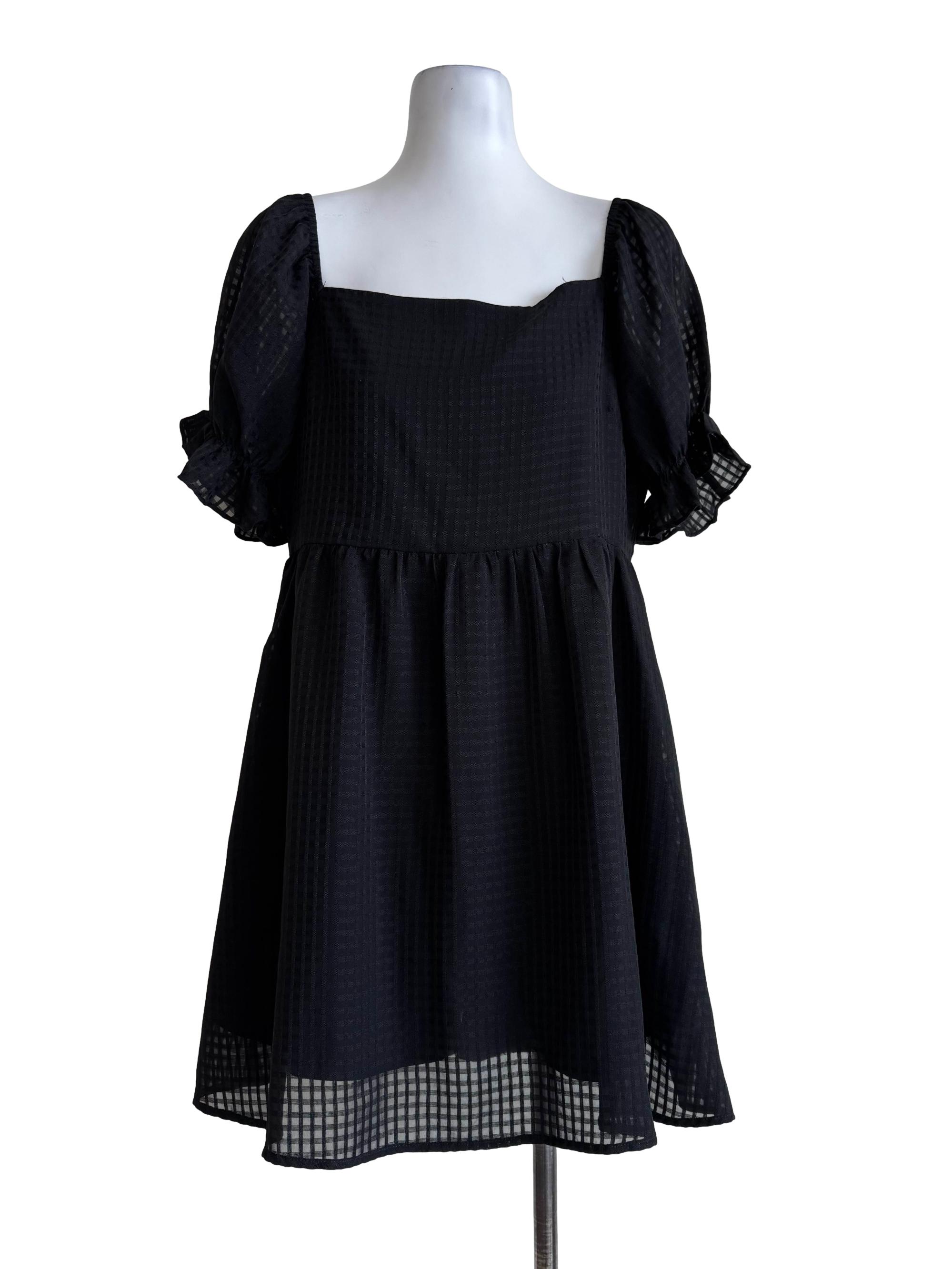 Textured Black Romper Dress