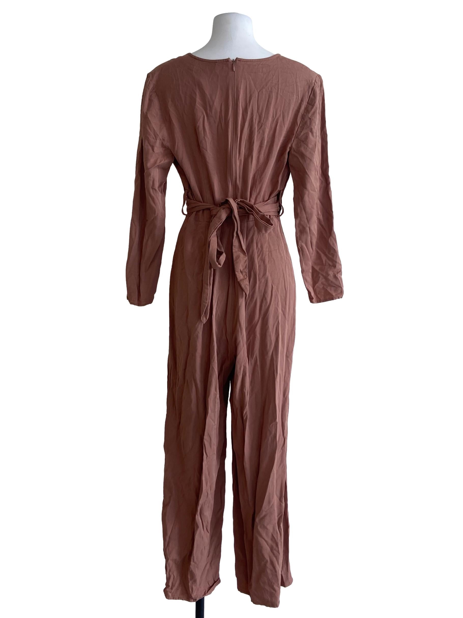 Blush Red V-Neck Jumpsuit