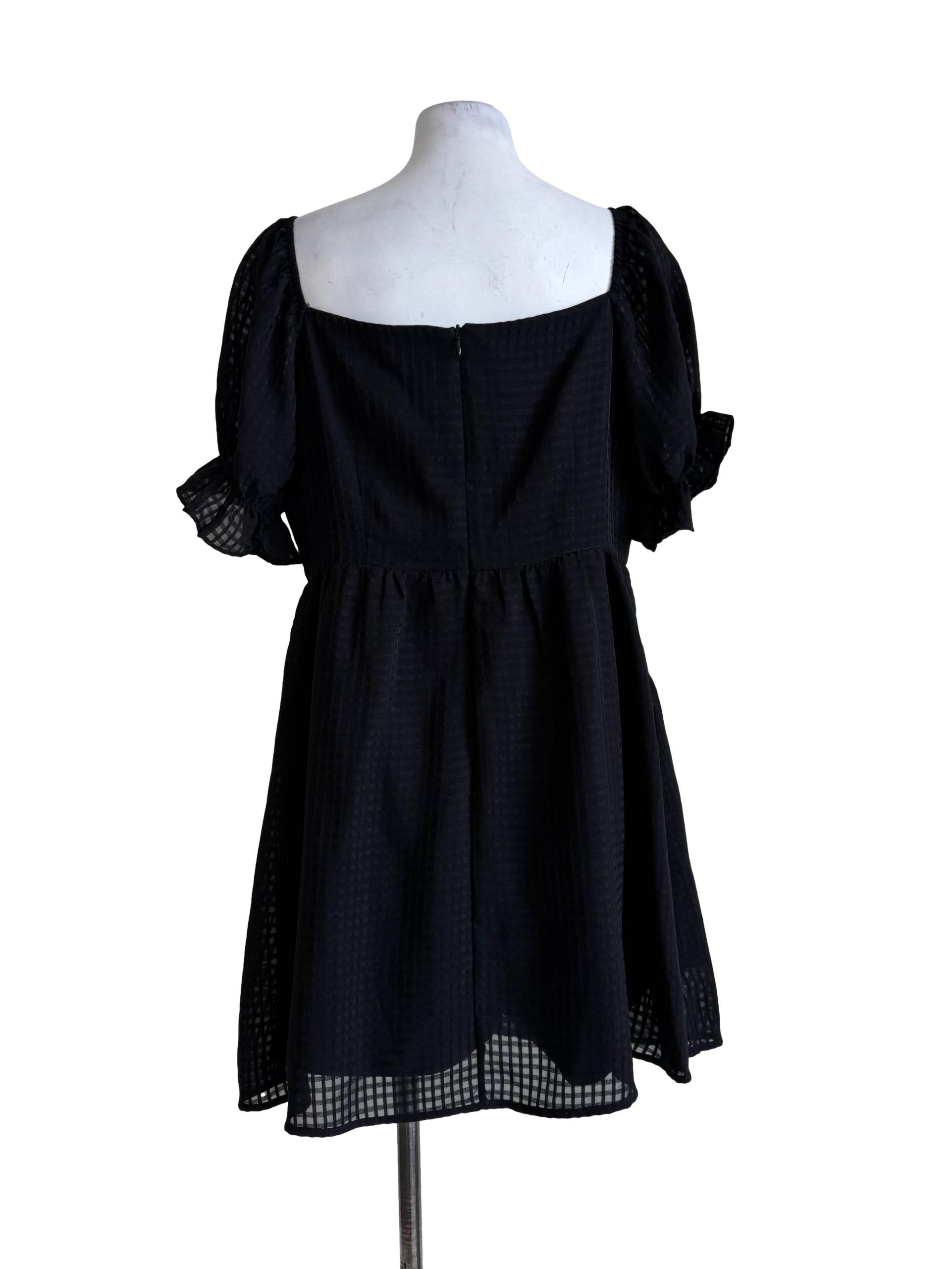 Textured Black Romper Dress