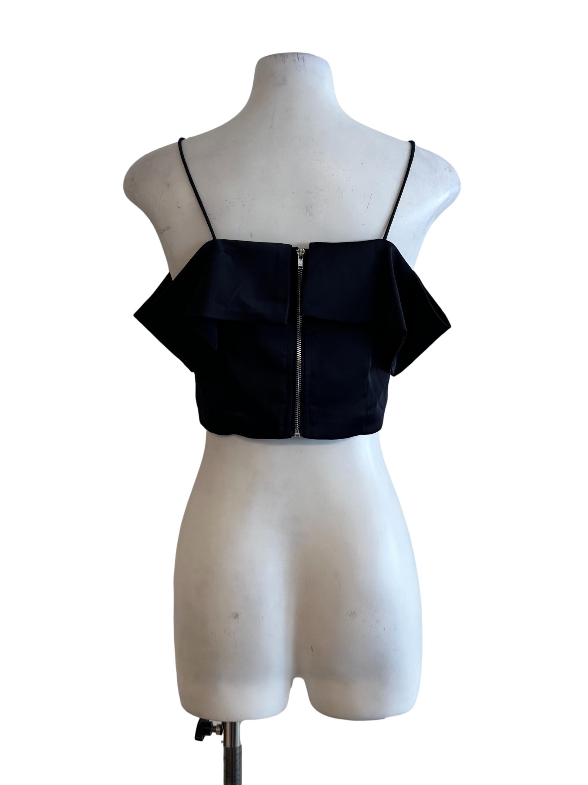 Midnight Blue Satin Spaghetti Strap Top