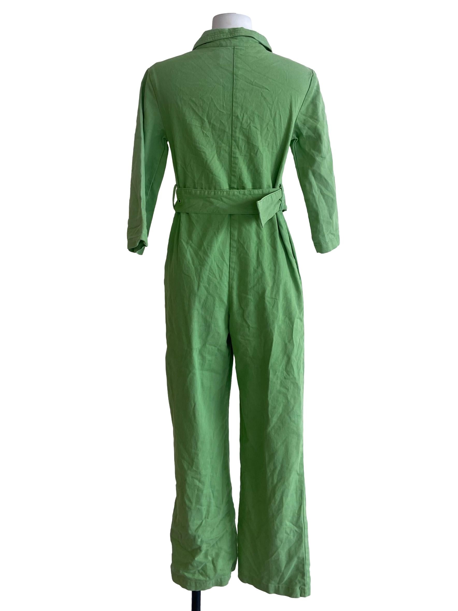 Fern Green Half Button Jumpsuit