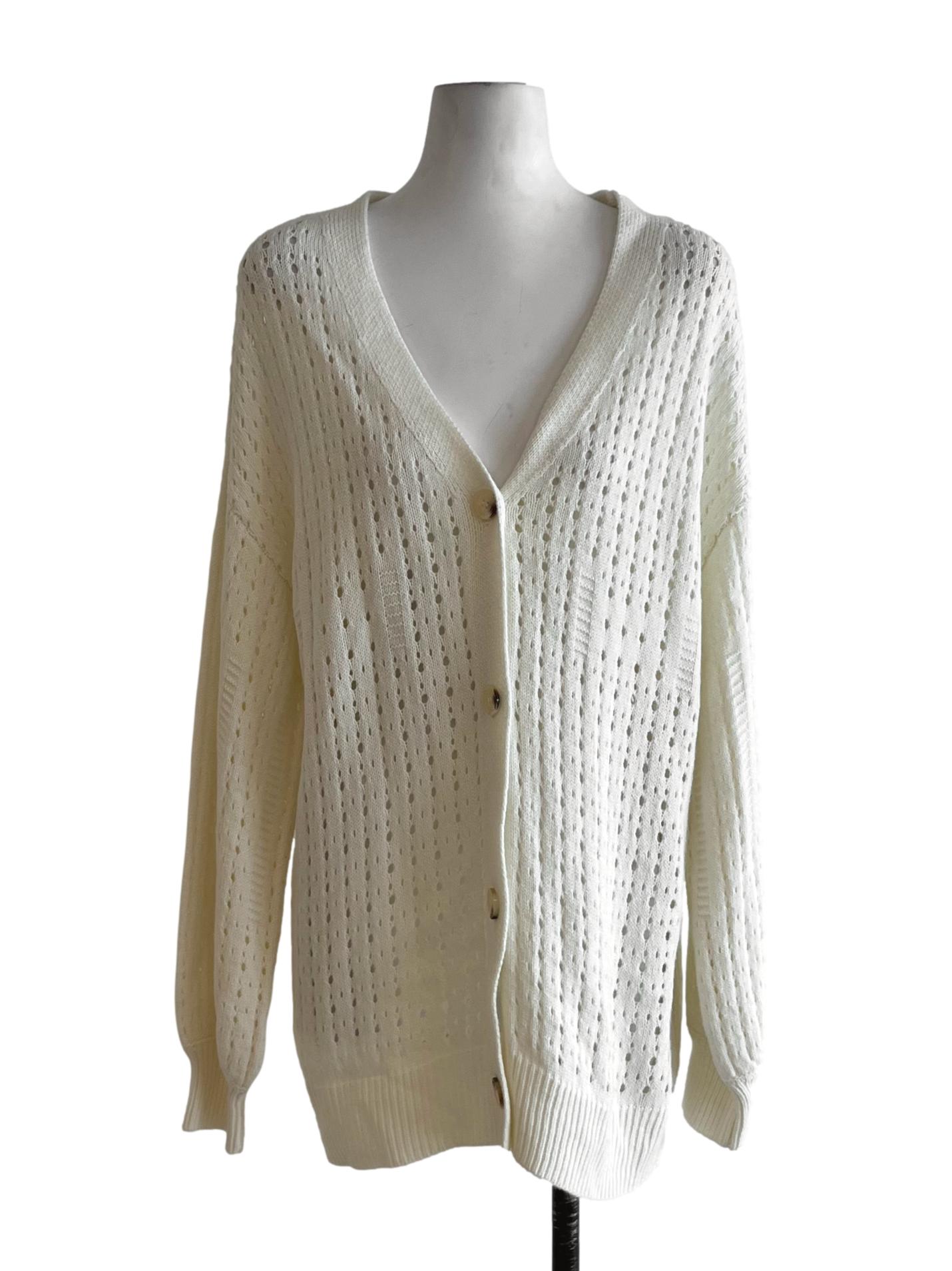 White V-Neckline Cardigan