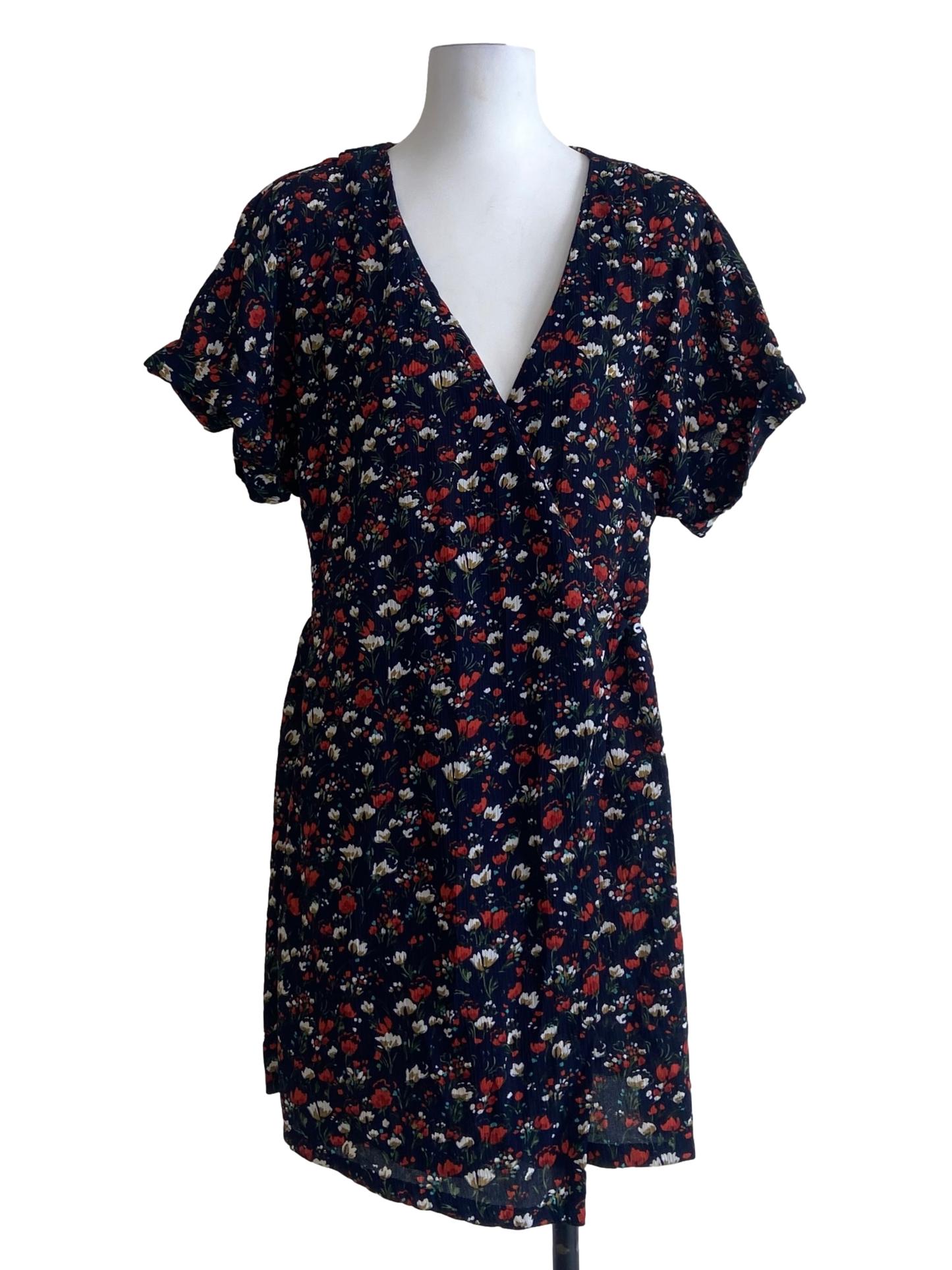 Denim Blue & Floral Asymmetric Romper