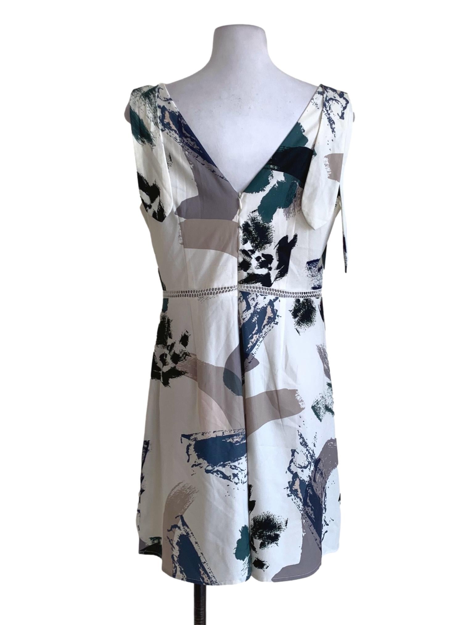 White Abstract A-Line Dress LB