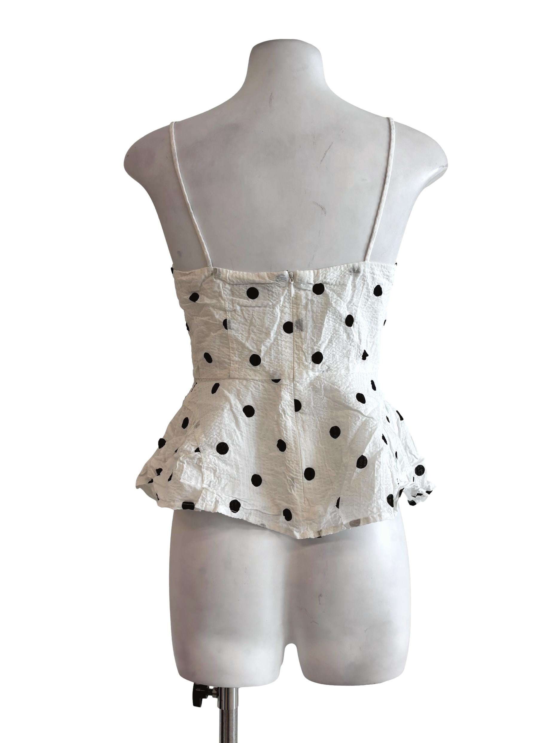 Powder White Polka Dot Peplum Top LB