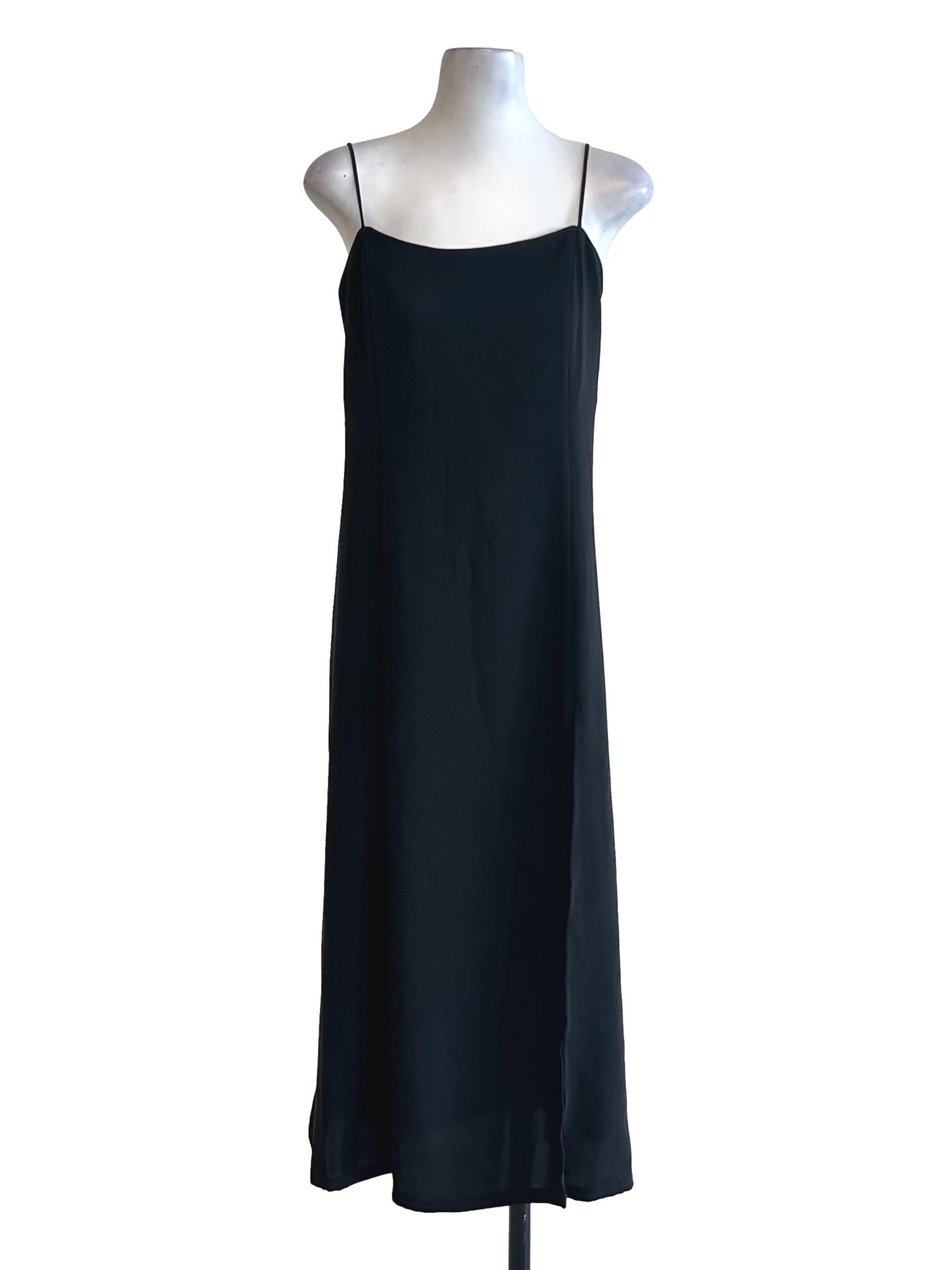 Black Spaghetti Strap Slit Dress