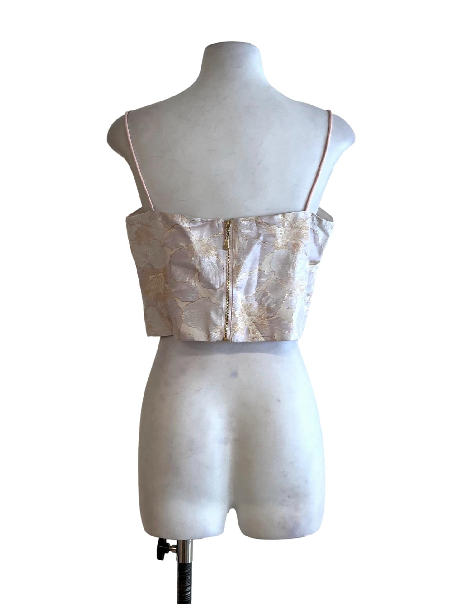 White Floral Cropped Top