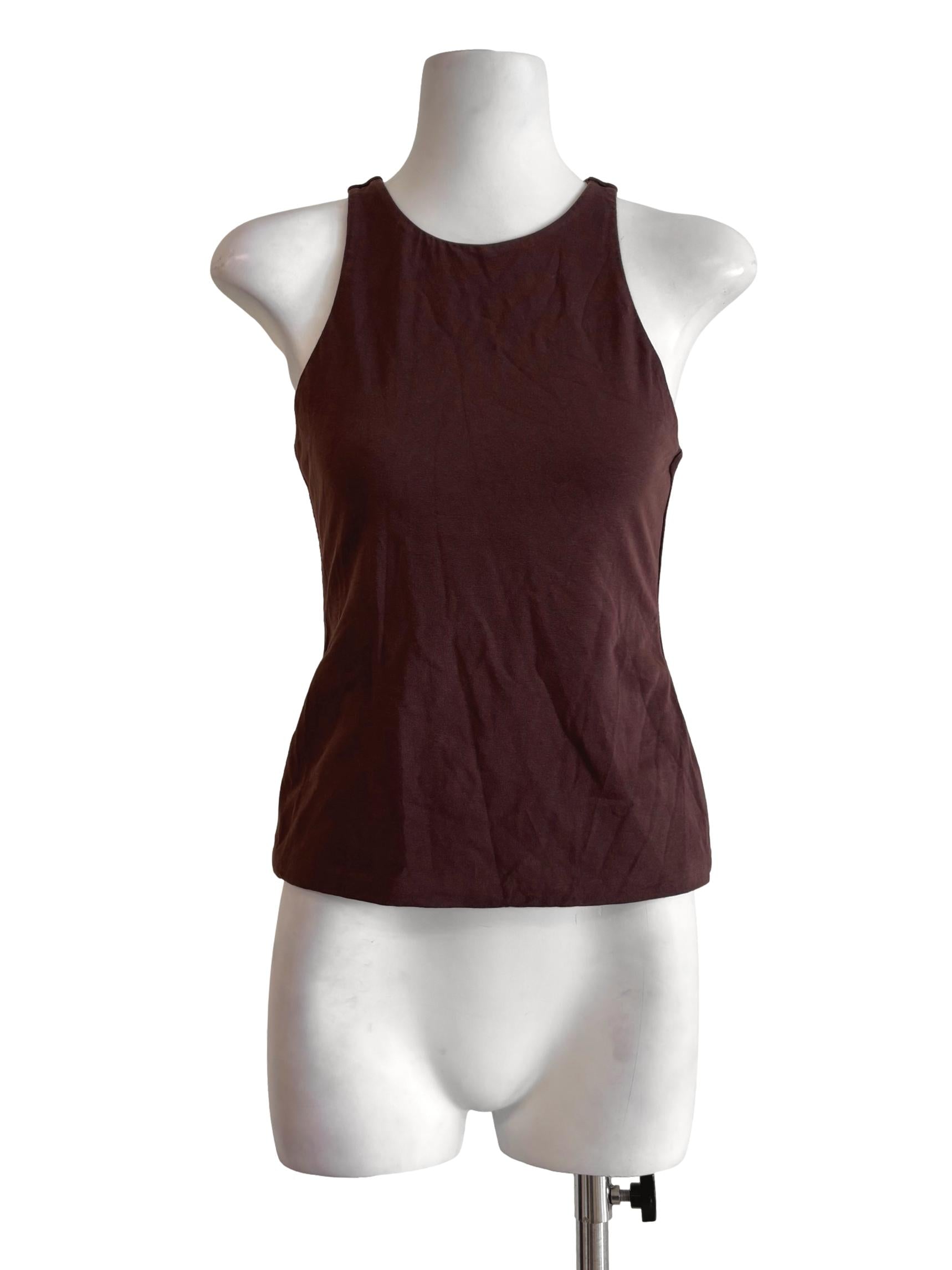 Mustang Brown Round Neck Tank Top LB