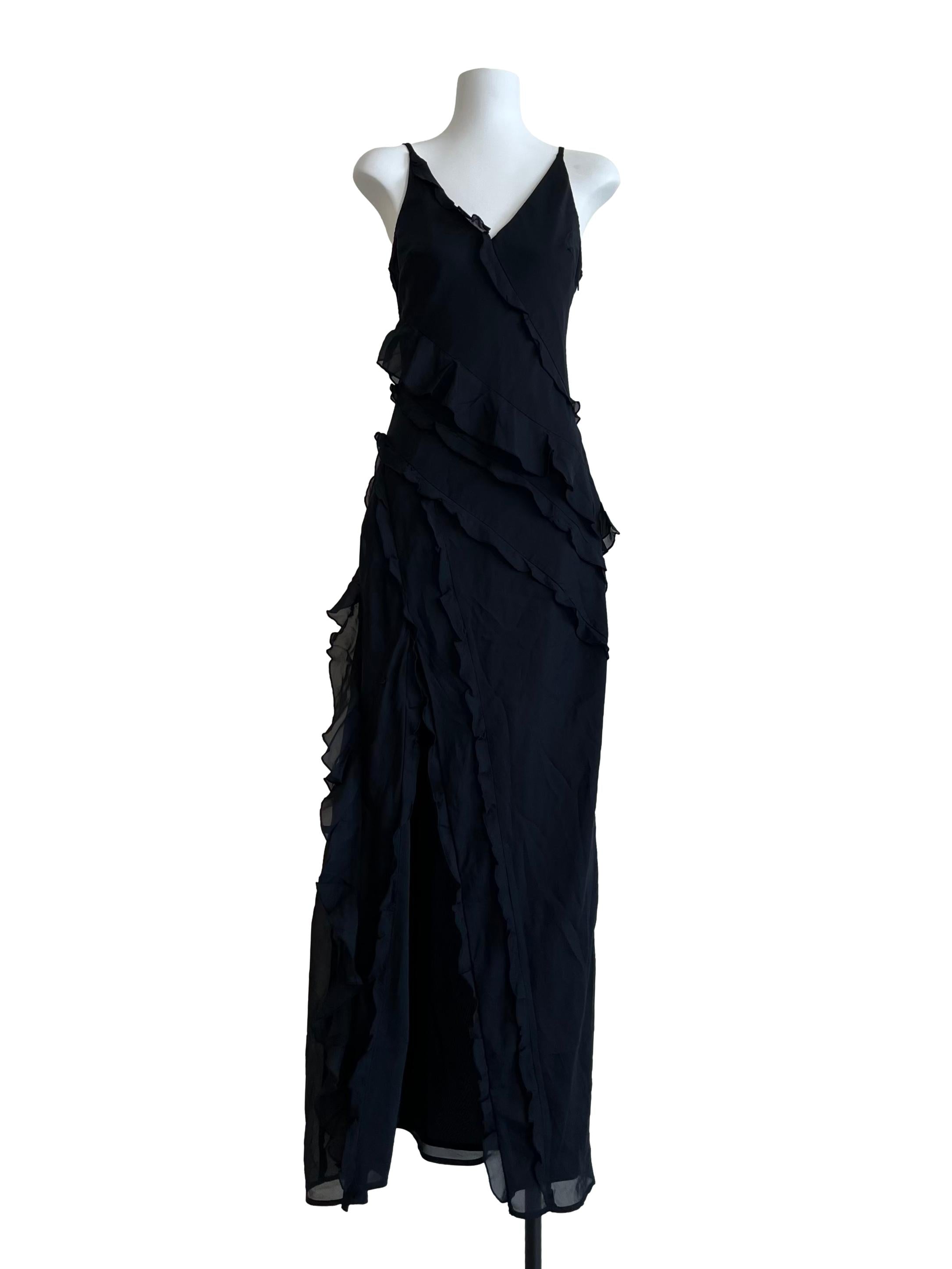 Jade Black Layered Ruffle Maxi Dress