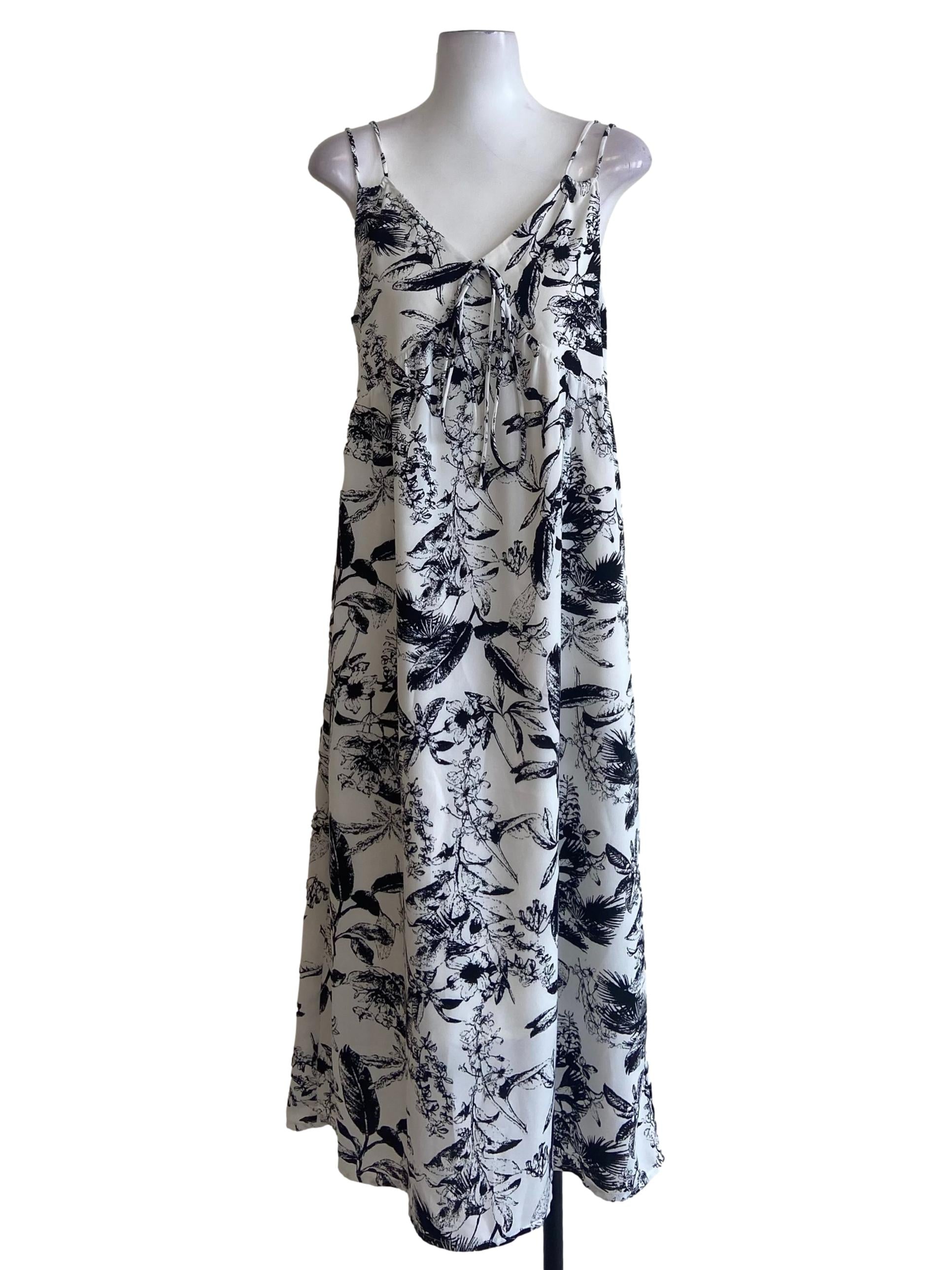 White Floral Spaghetti Straps Slip Dress