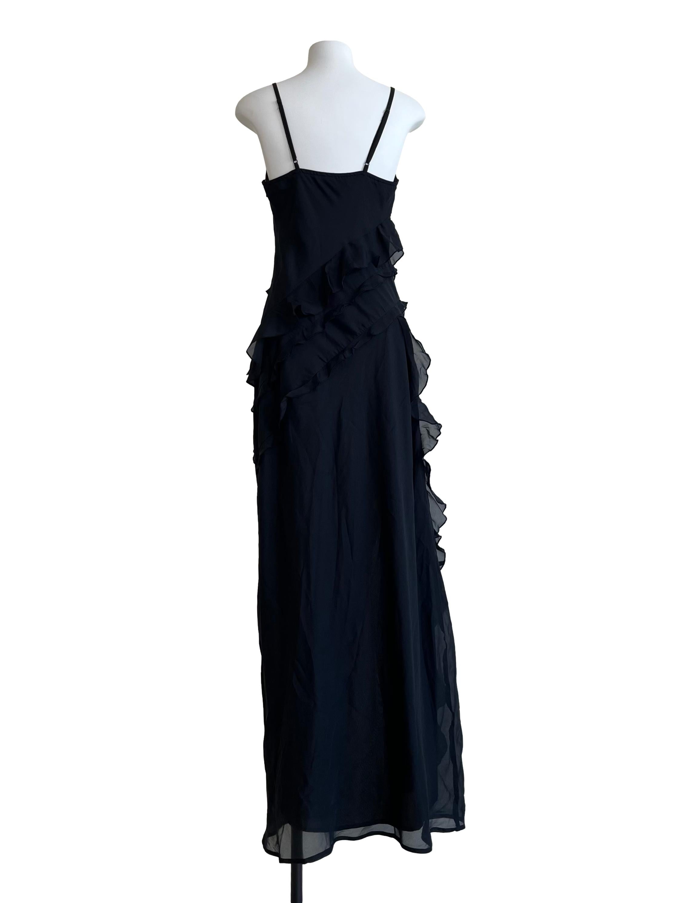 Jade Black Layered Ruffle Maxi Dress
