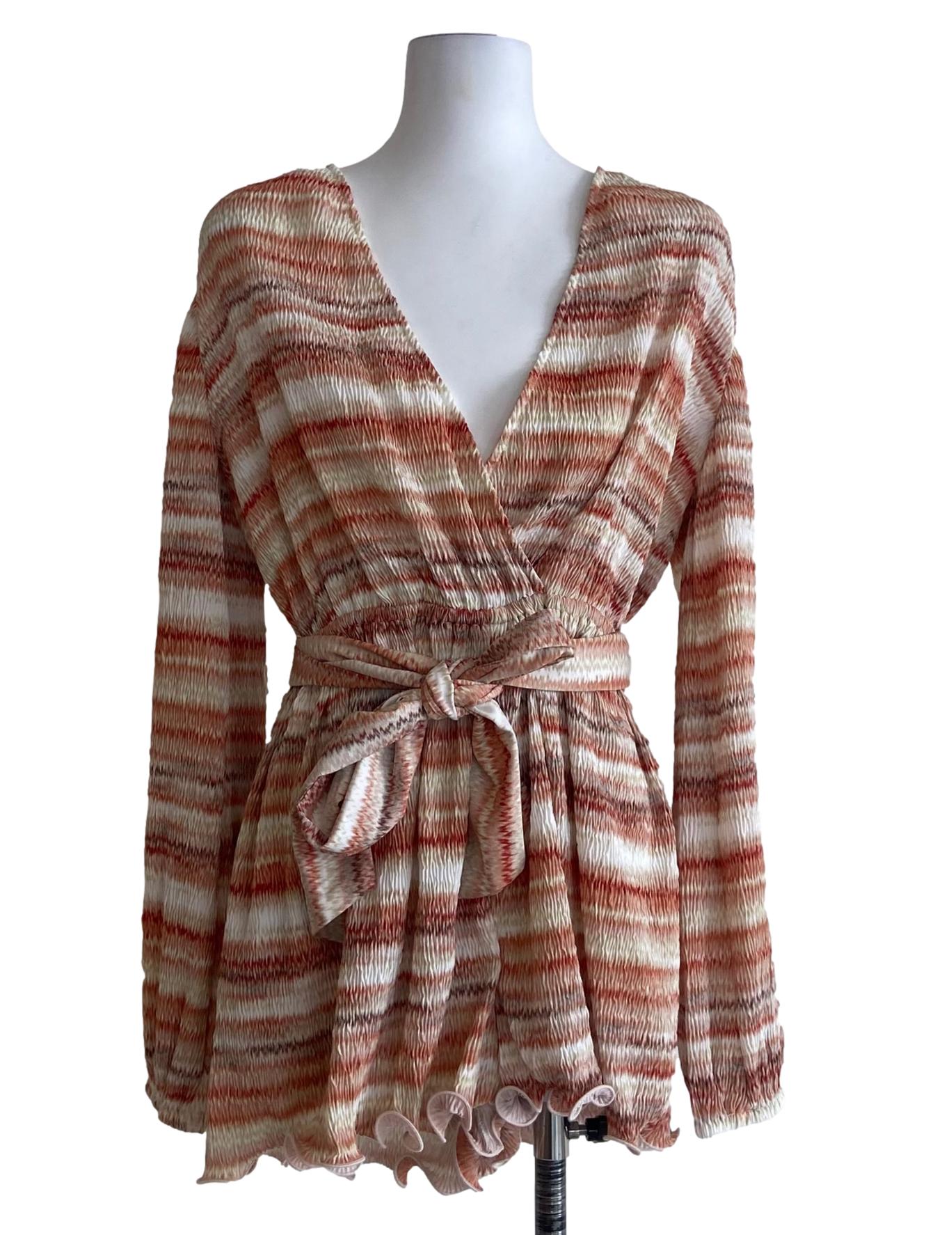 Orange & White V-Neck Pegged Romper
