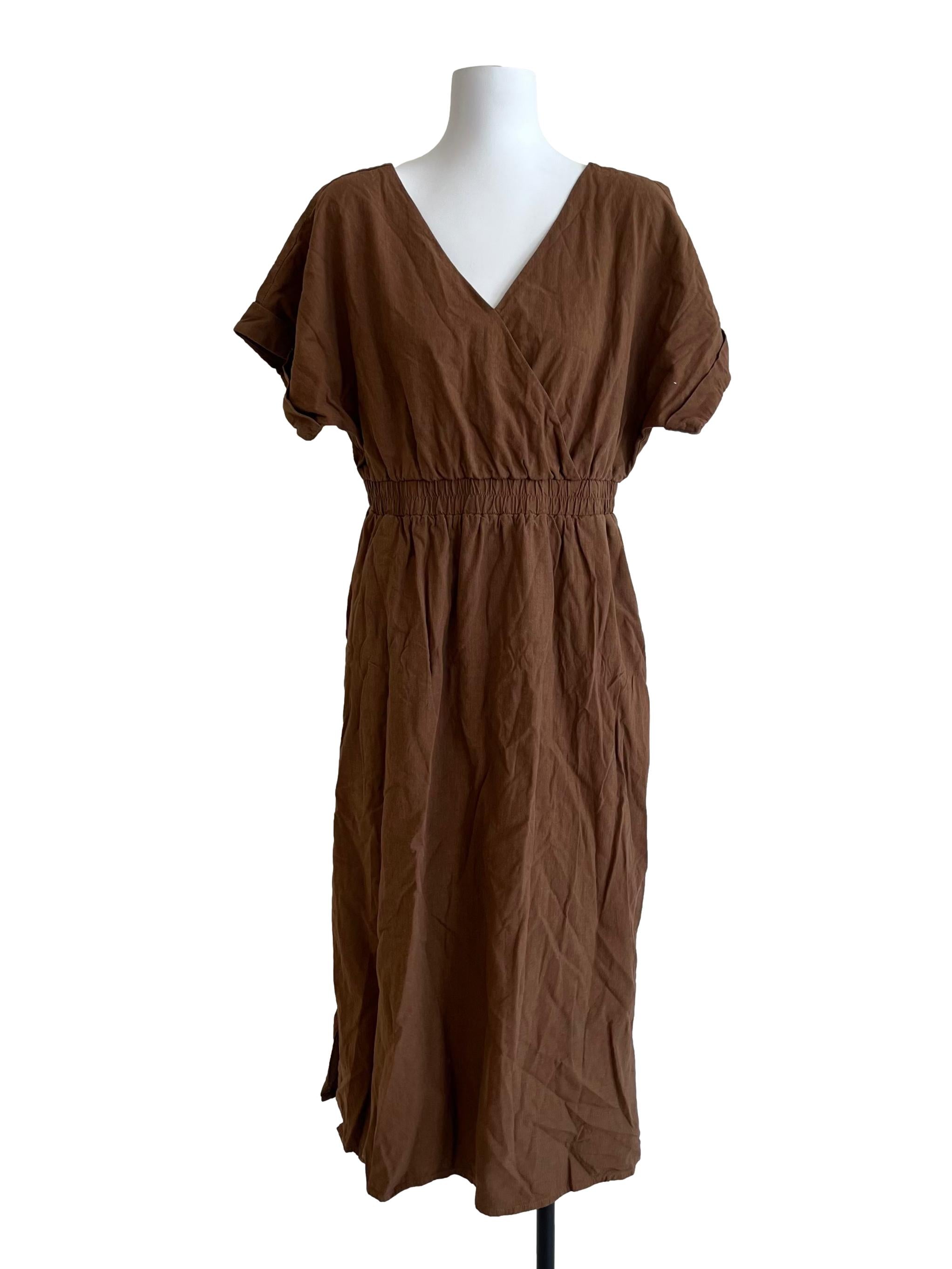 Textured V-Neck Dress OSN