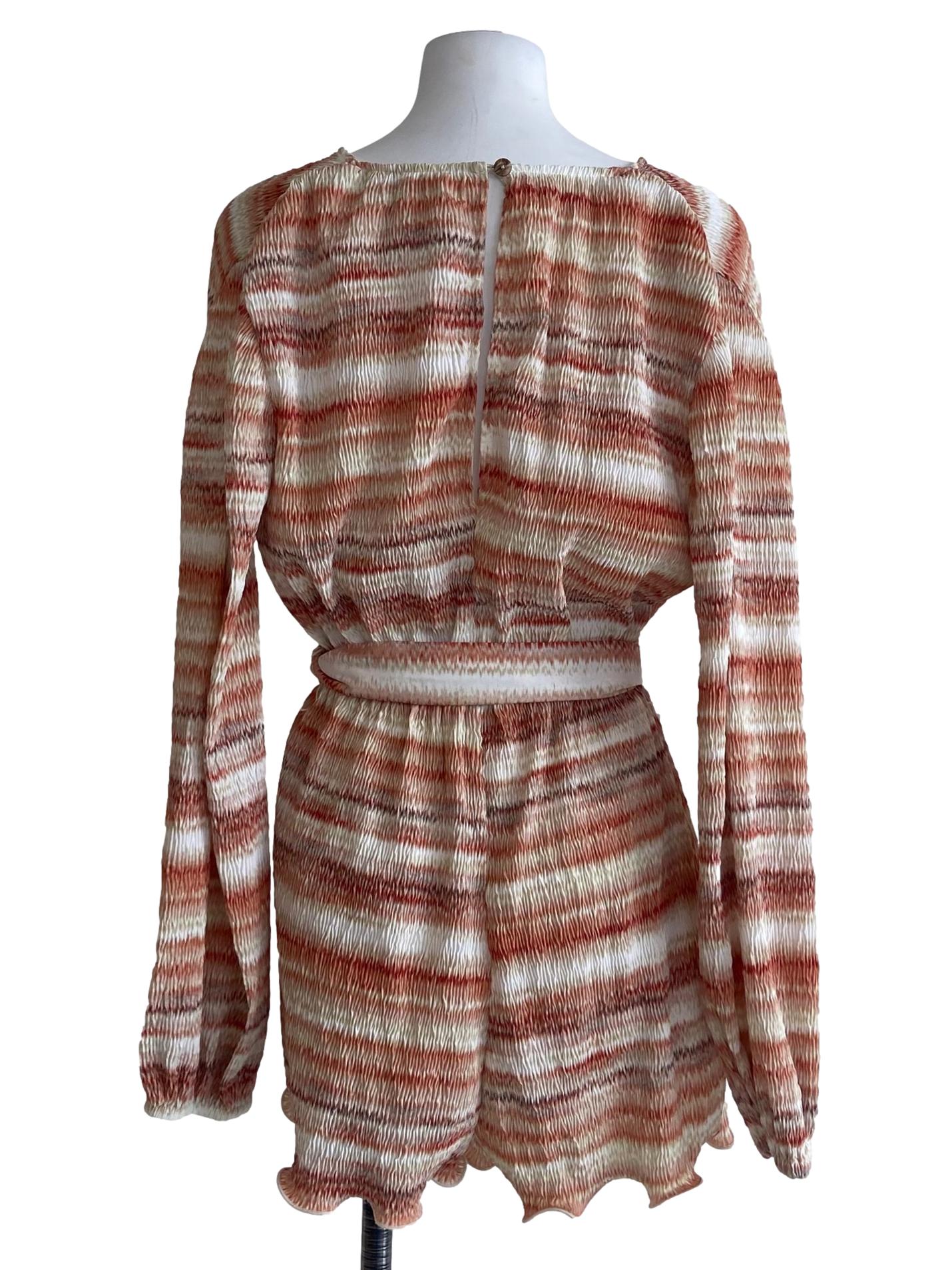 Orange & White V-Neck Pegged Romper