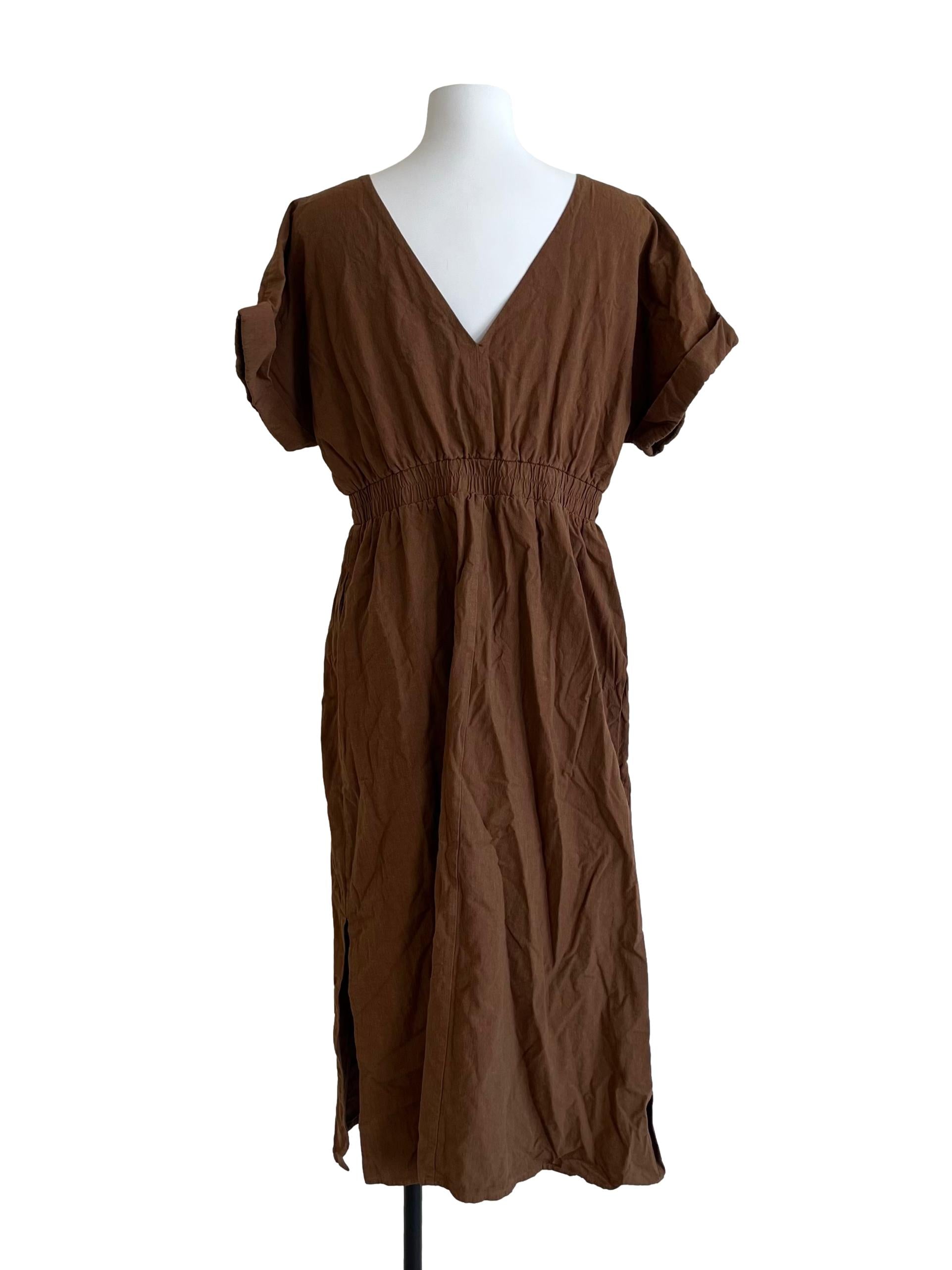 Textured V-Neck Dress OSN