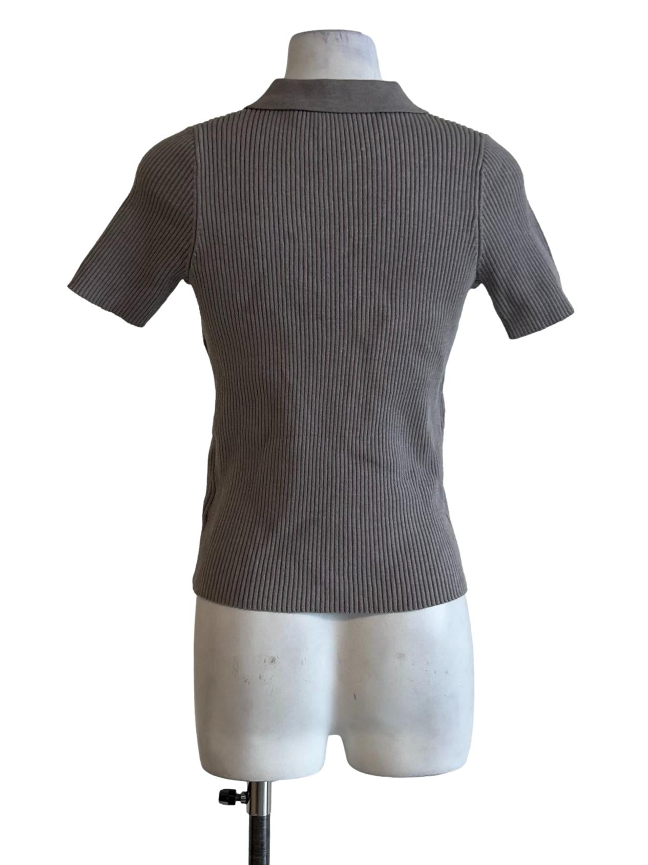 Grey Knit Polo Tee