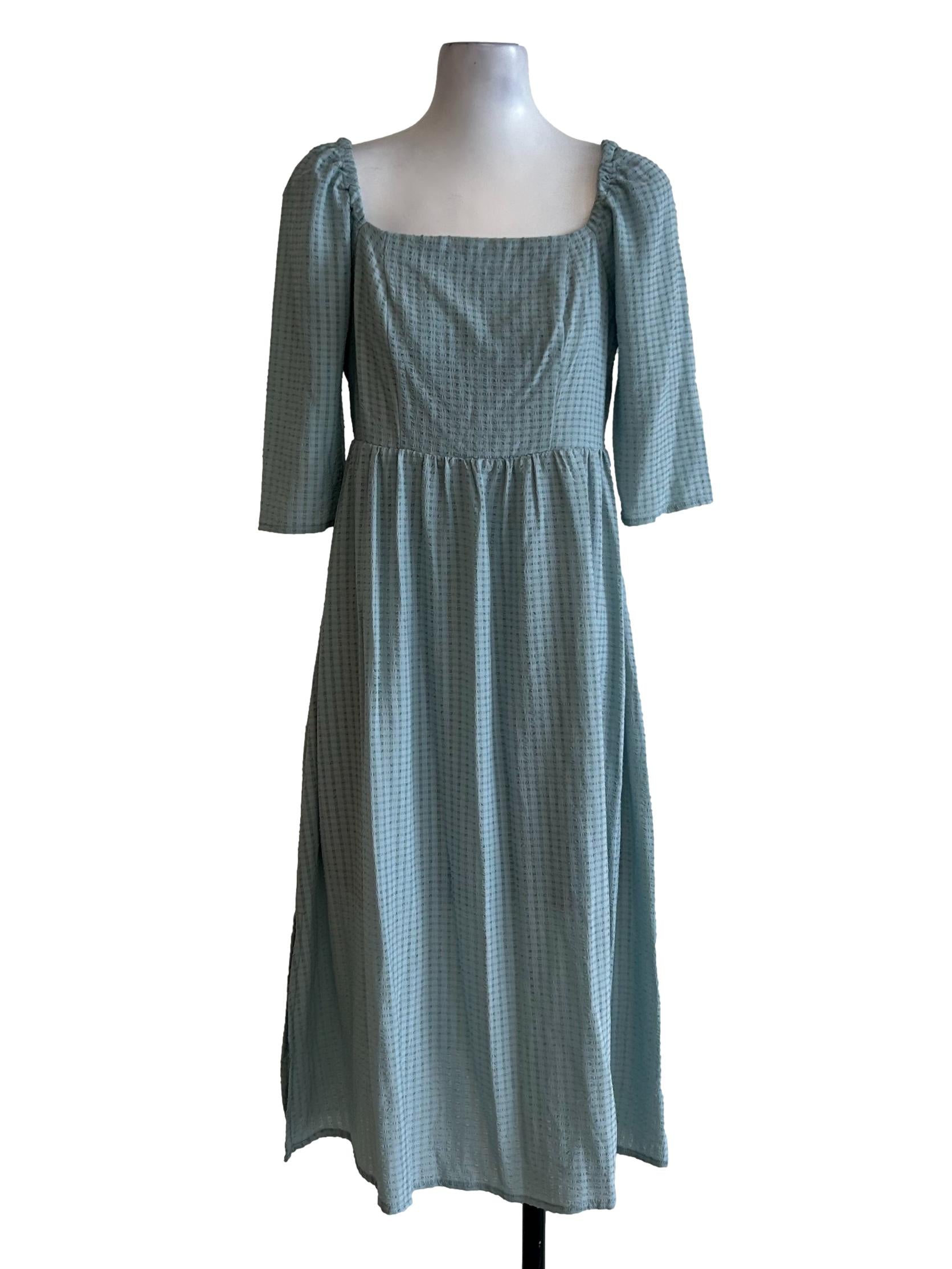 Teal Blue Textured Mini Dress