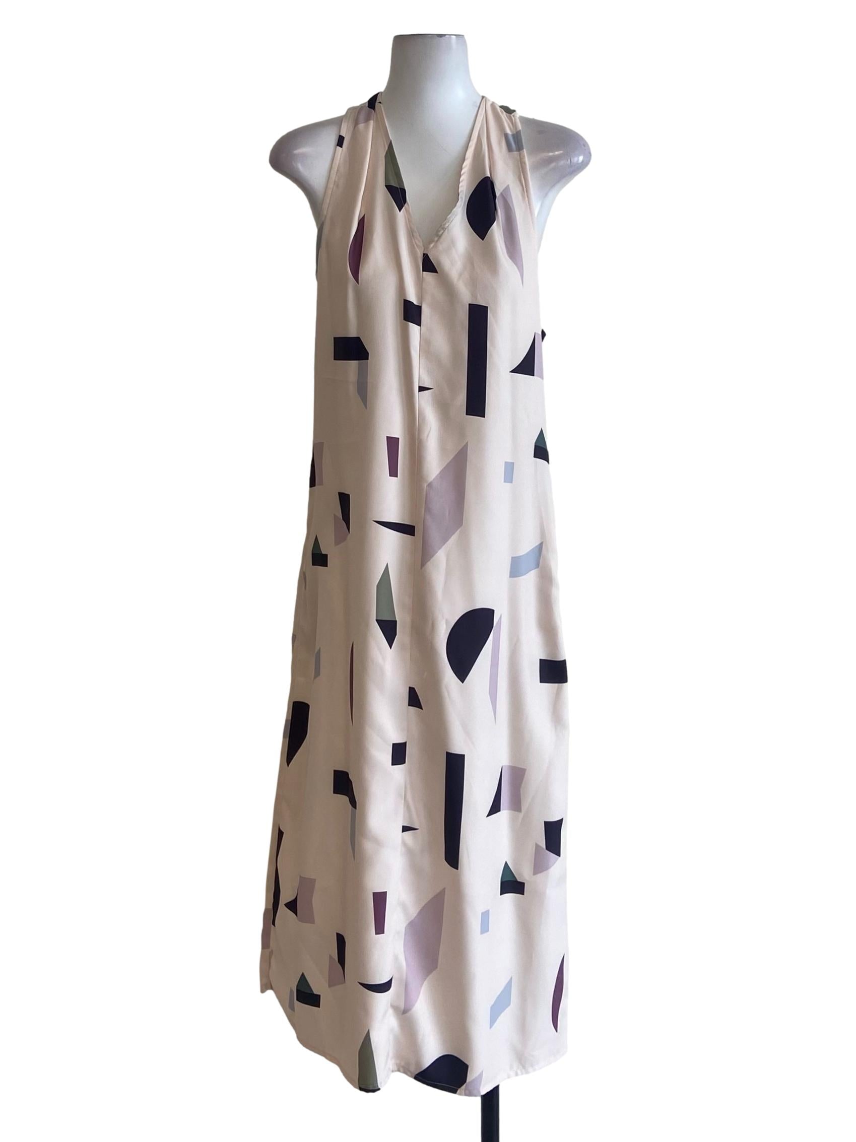 Egg Shell Beige Sleeveless Shift Dress