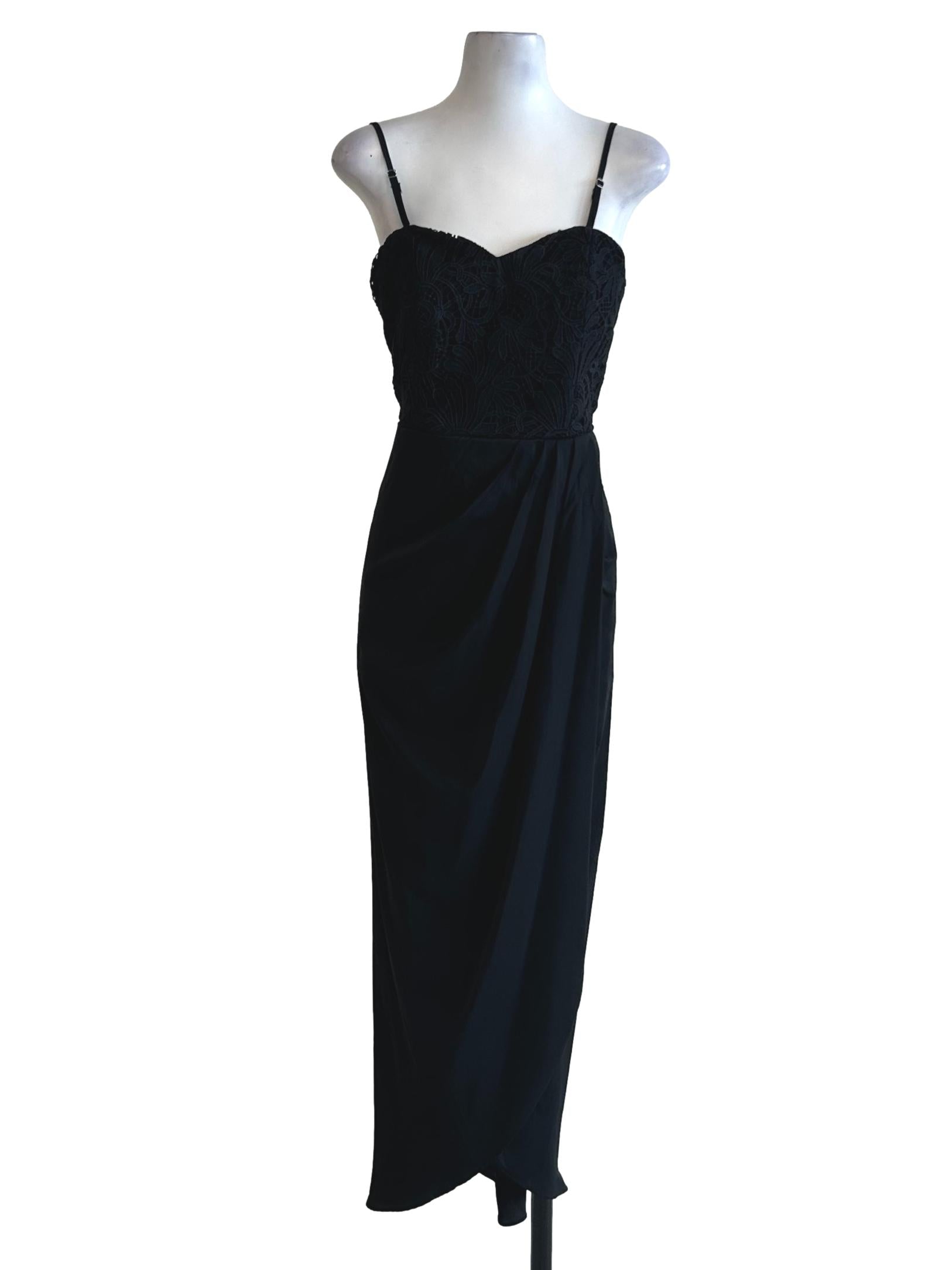 Black Sweetheart Neck Slit Dress