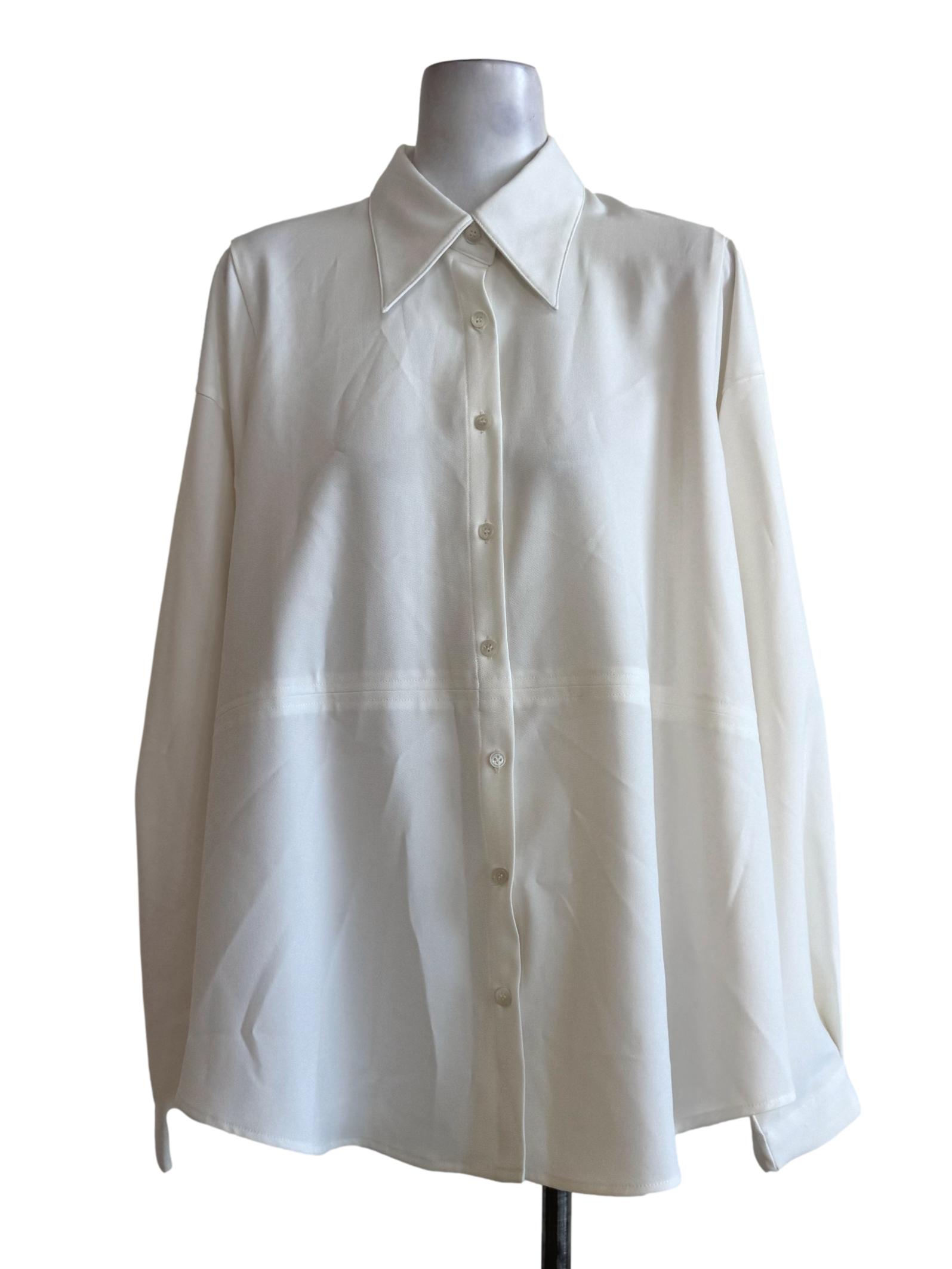 Milk White Long Sleeve Blouse