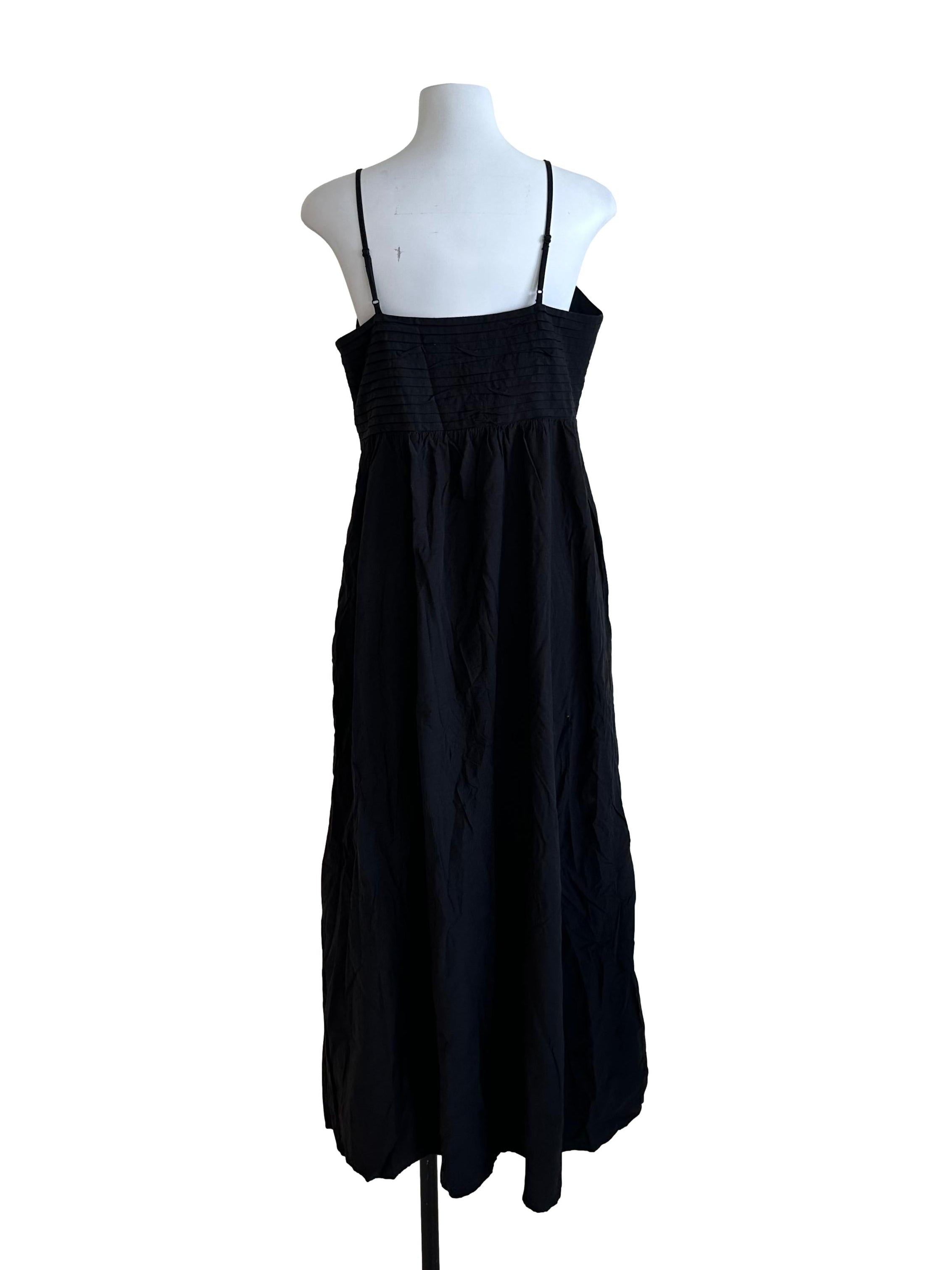 Charcoal Black V Neck Pleated Tent Dress