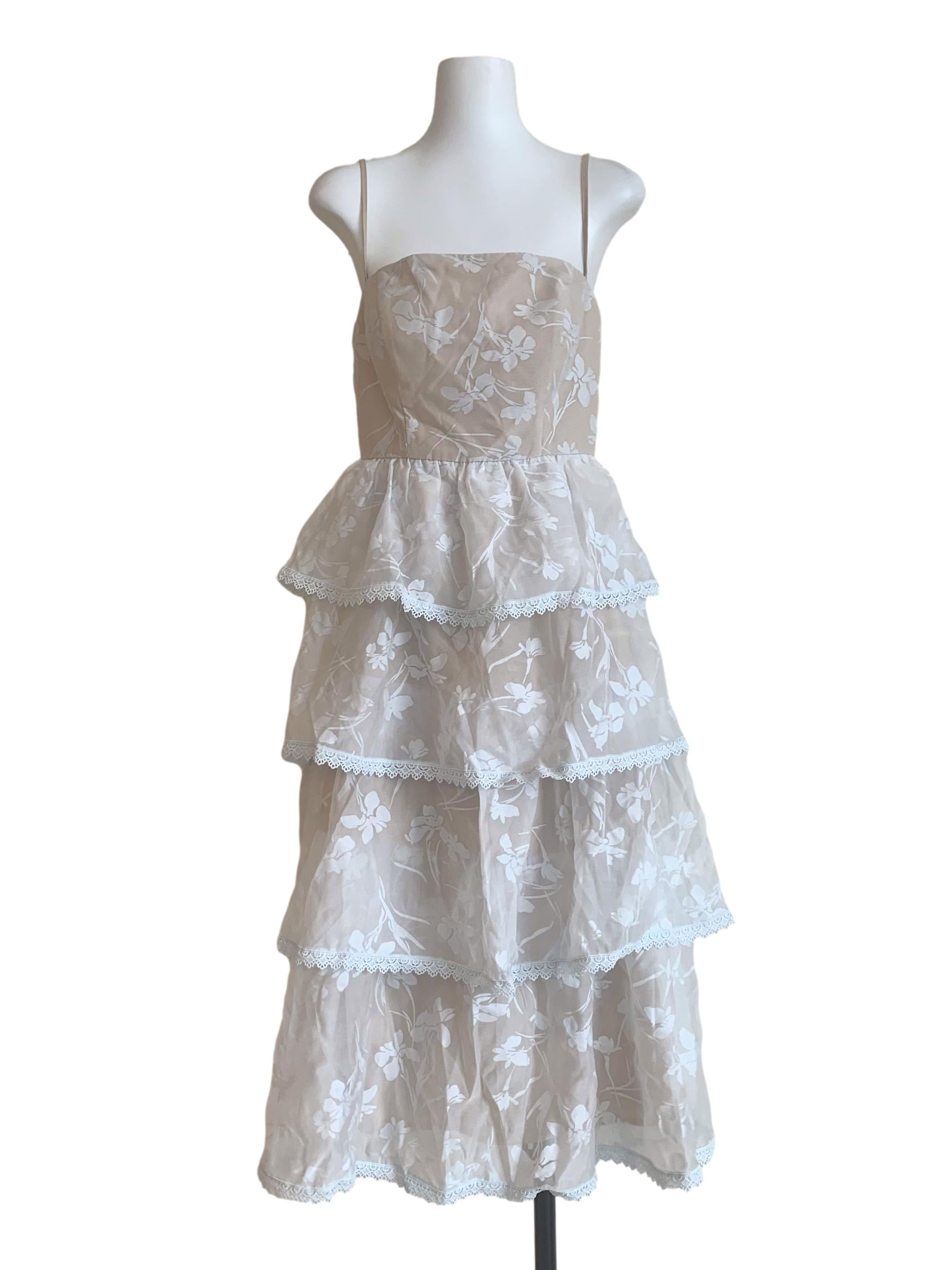 Latte Beige Flower Pattern Dress