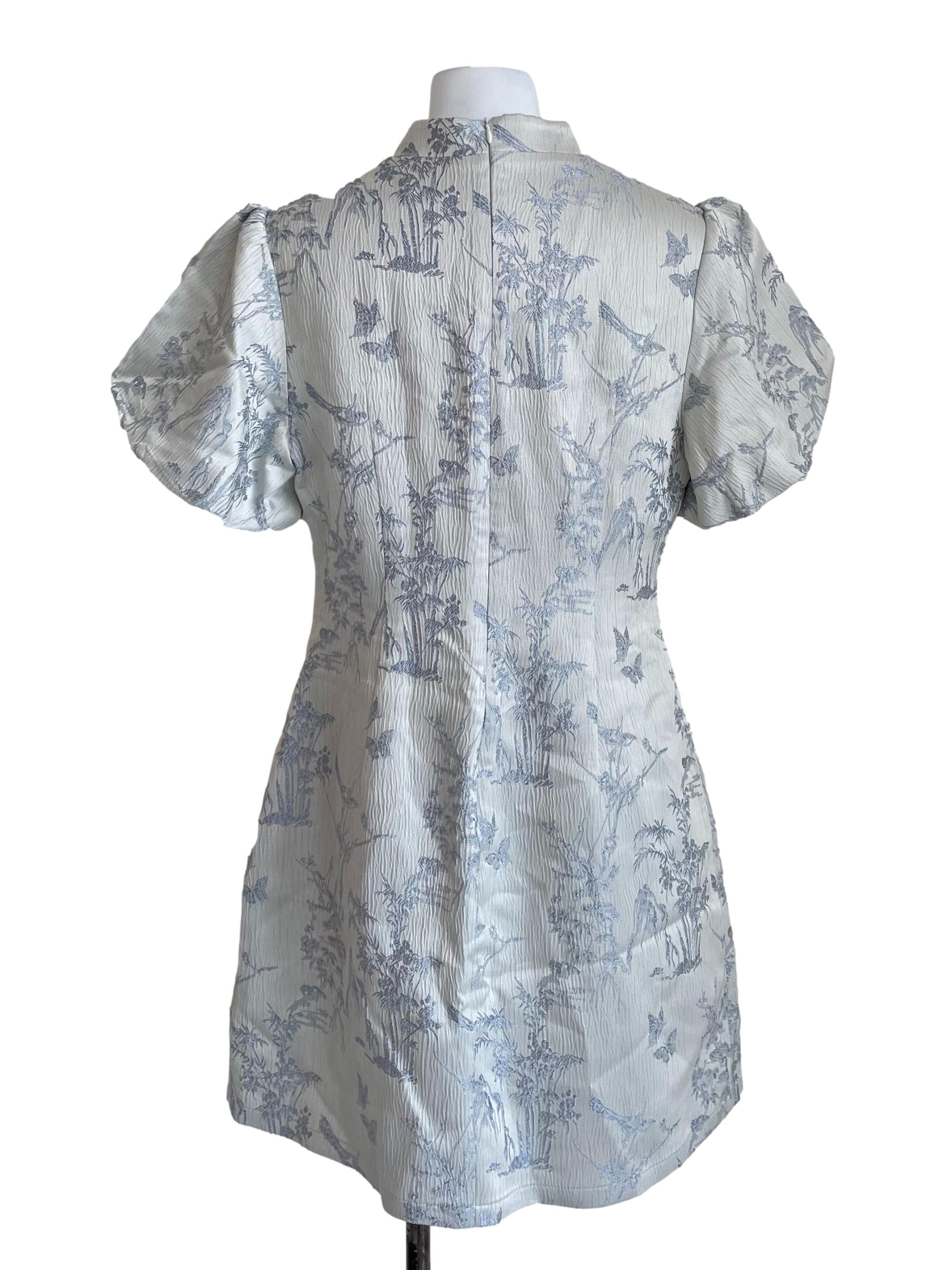 Frost Puff Sleeves Cheongsam Dress