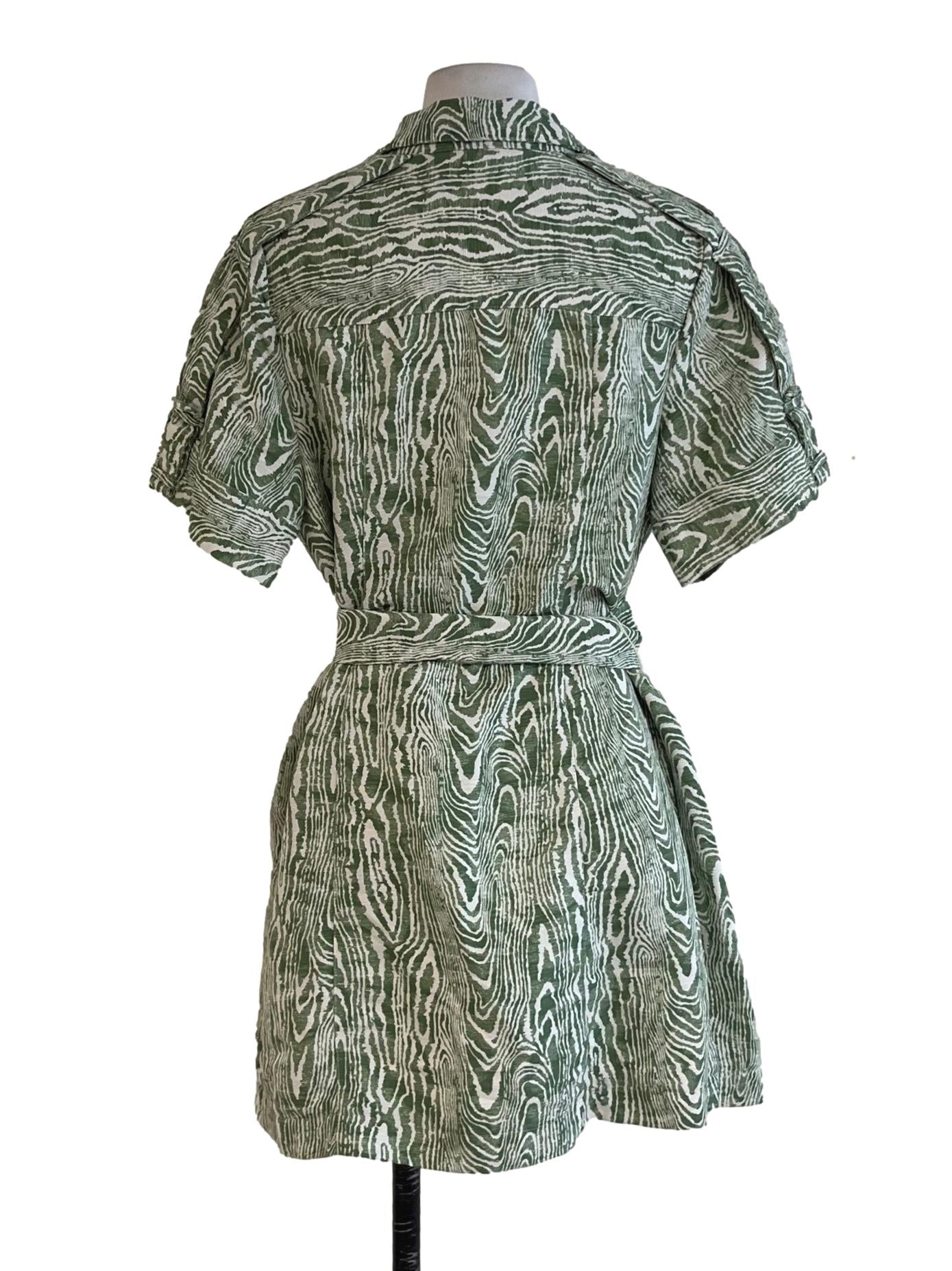 Olive Green Abstract Empire Dress