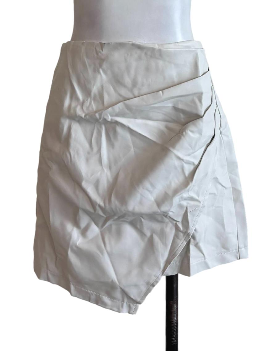 Rice White Faux Leather Mini Skirt
