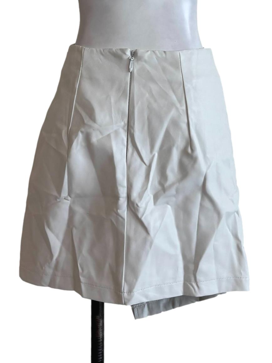 Rice White Faux Leather Mini Skirt