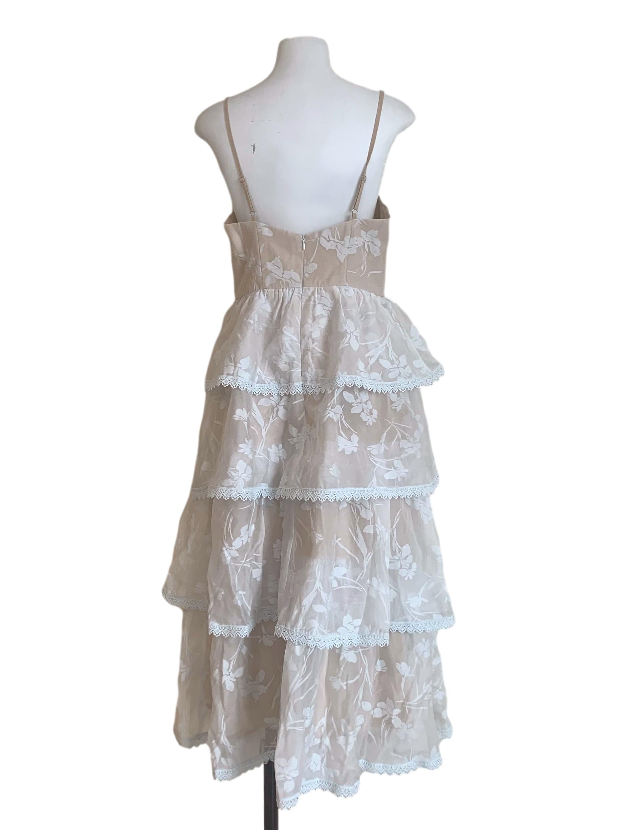 Latte Beige Flower Pattern Dress
