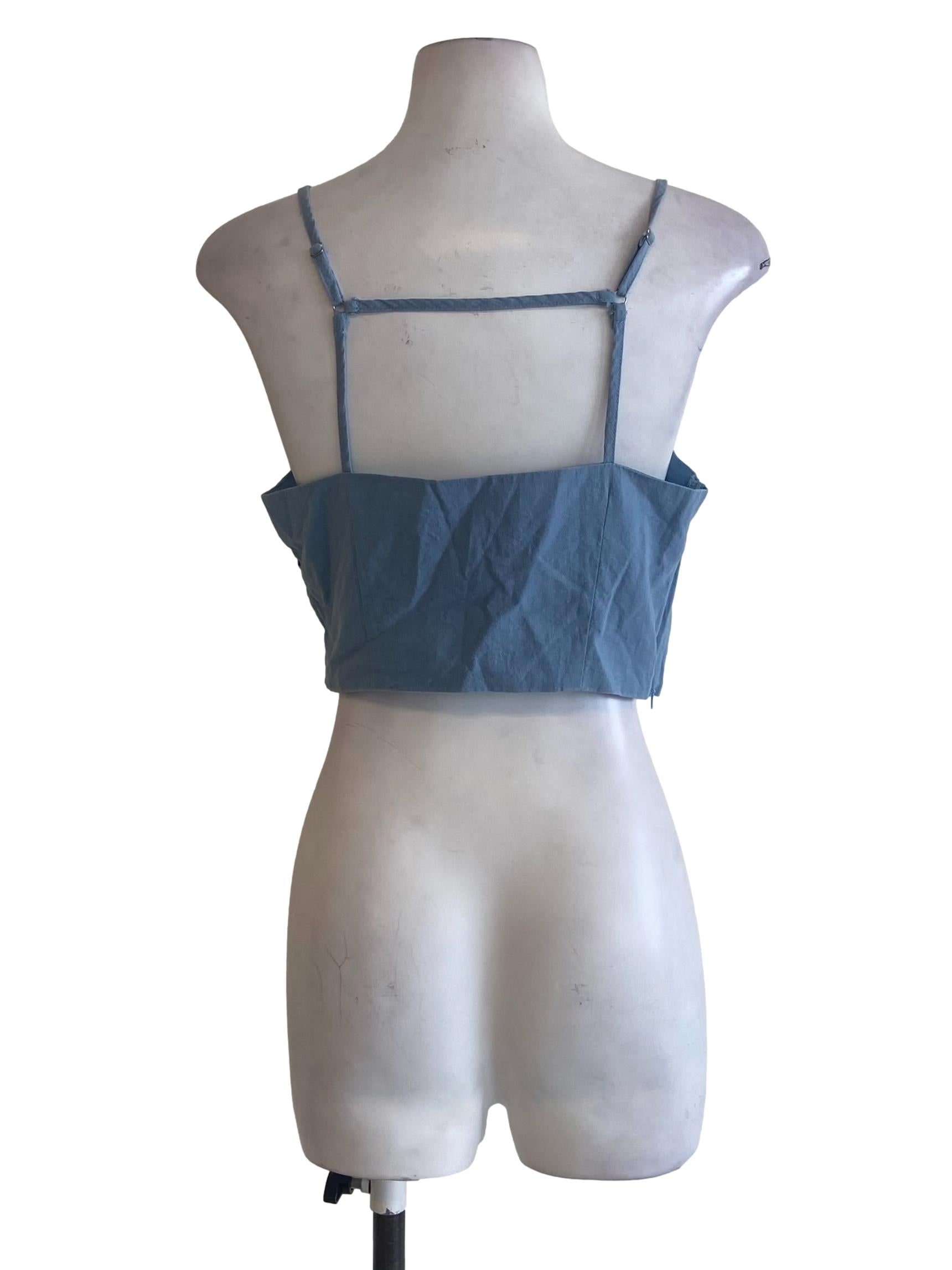 Sky Bue Sleeveless Crop Top