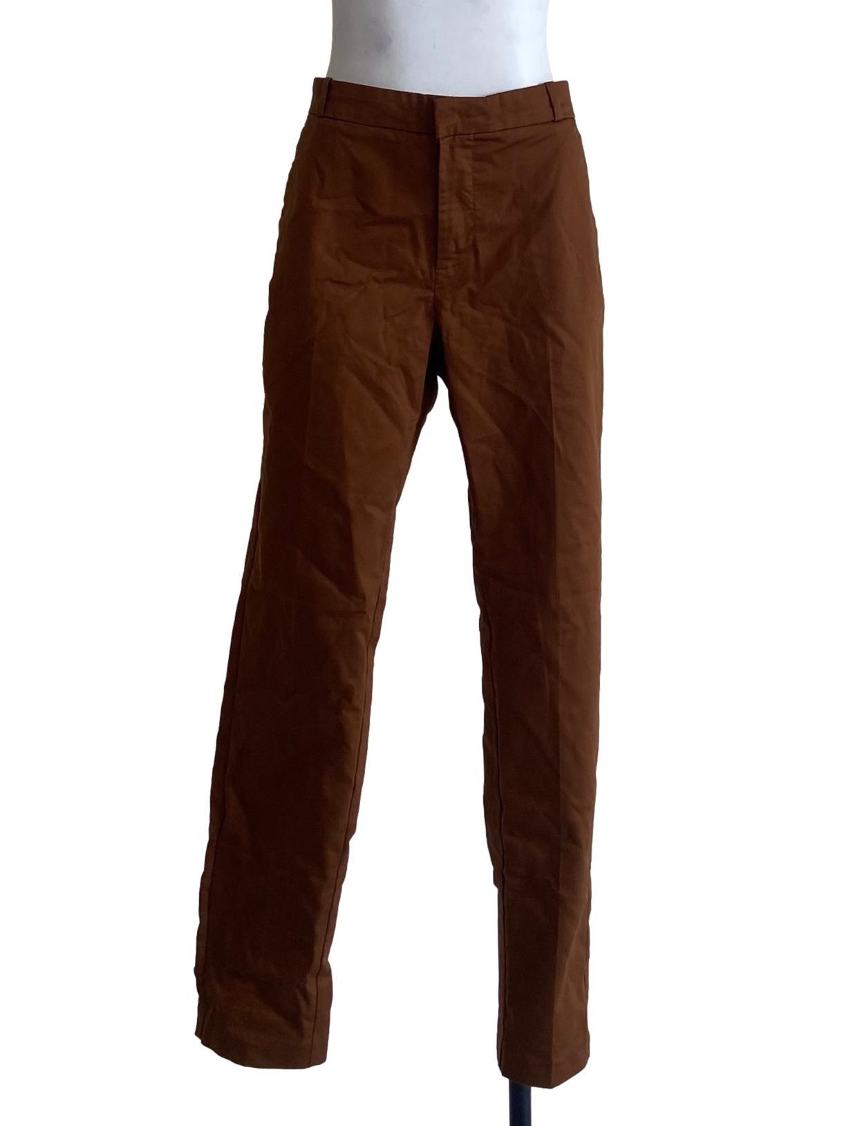 Tawny Brown Herringbone Straight Pants