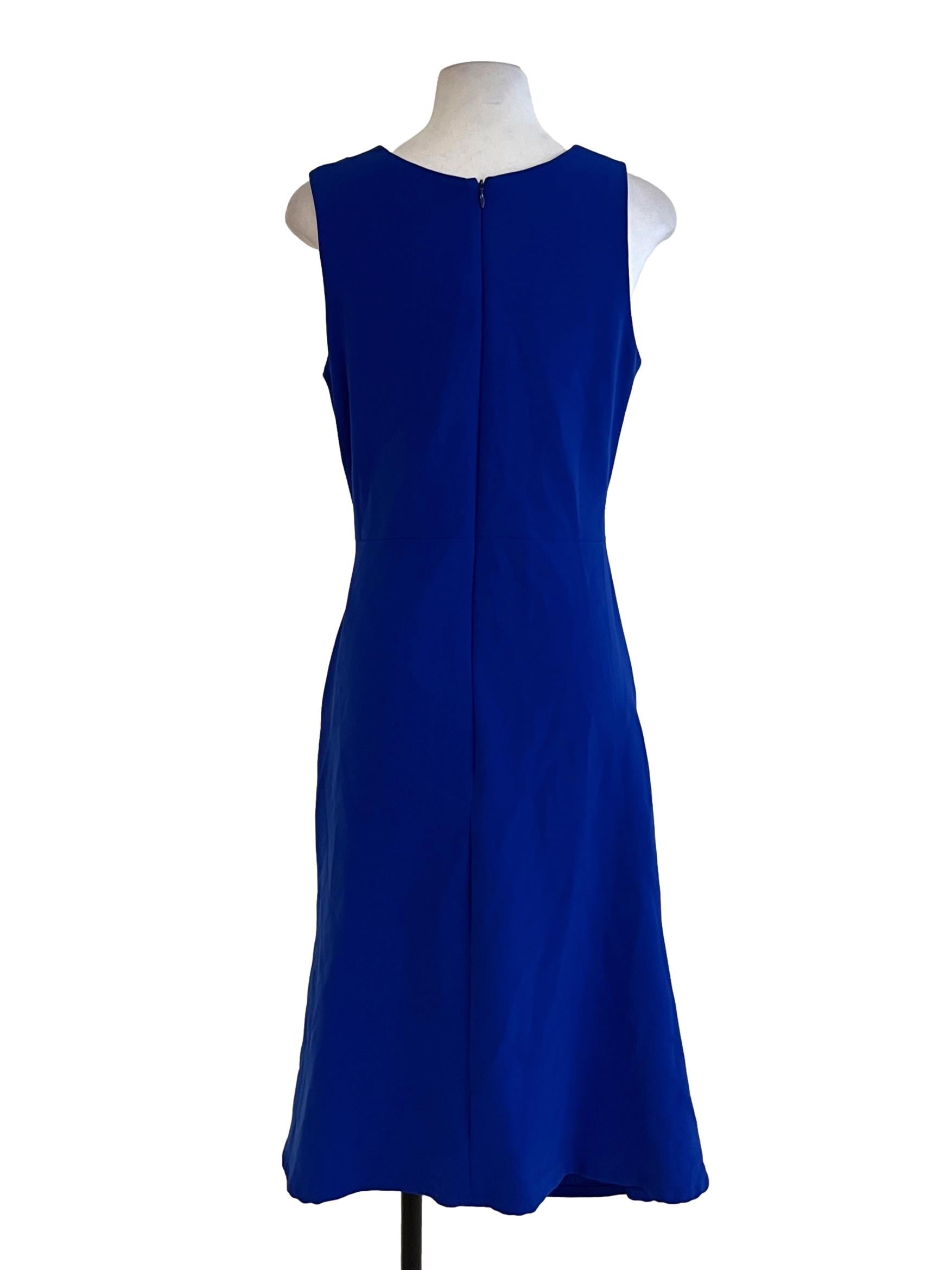 Cobalt Blue Asymmetrical Neckline Sheath Dress